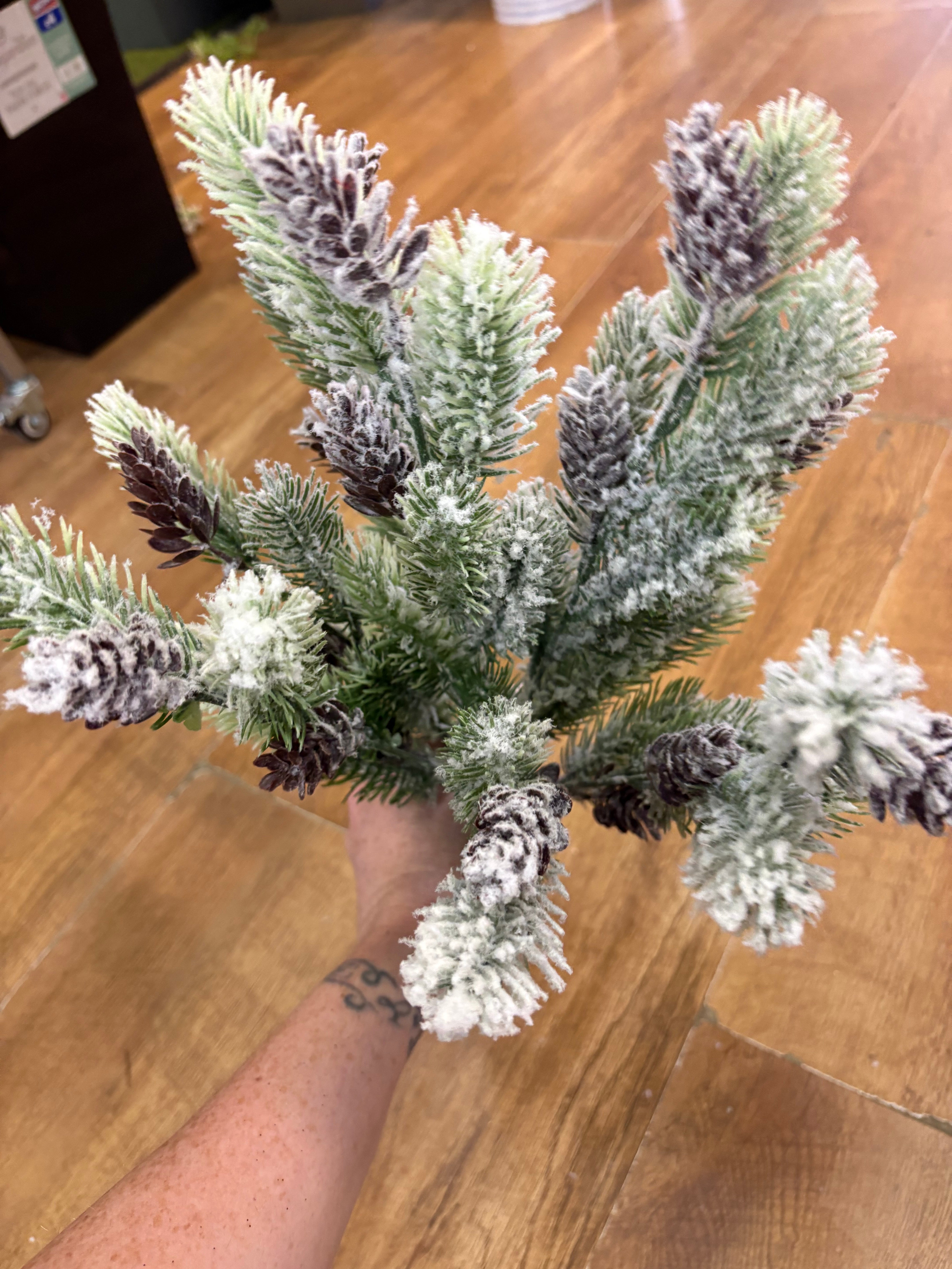 Large frosted pine and cone bunch