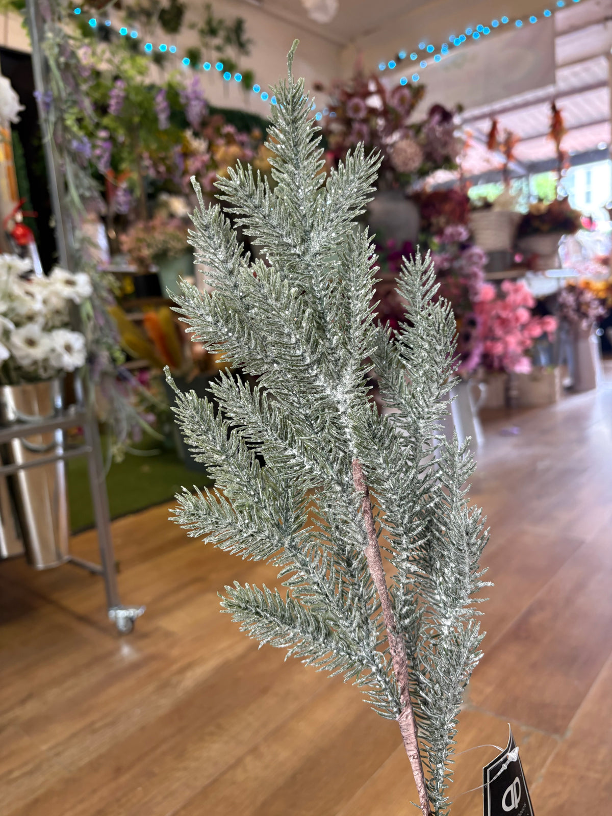 Long stem frosted winter greenery