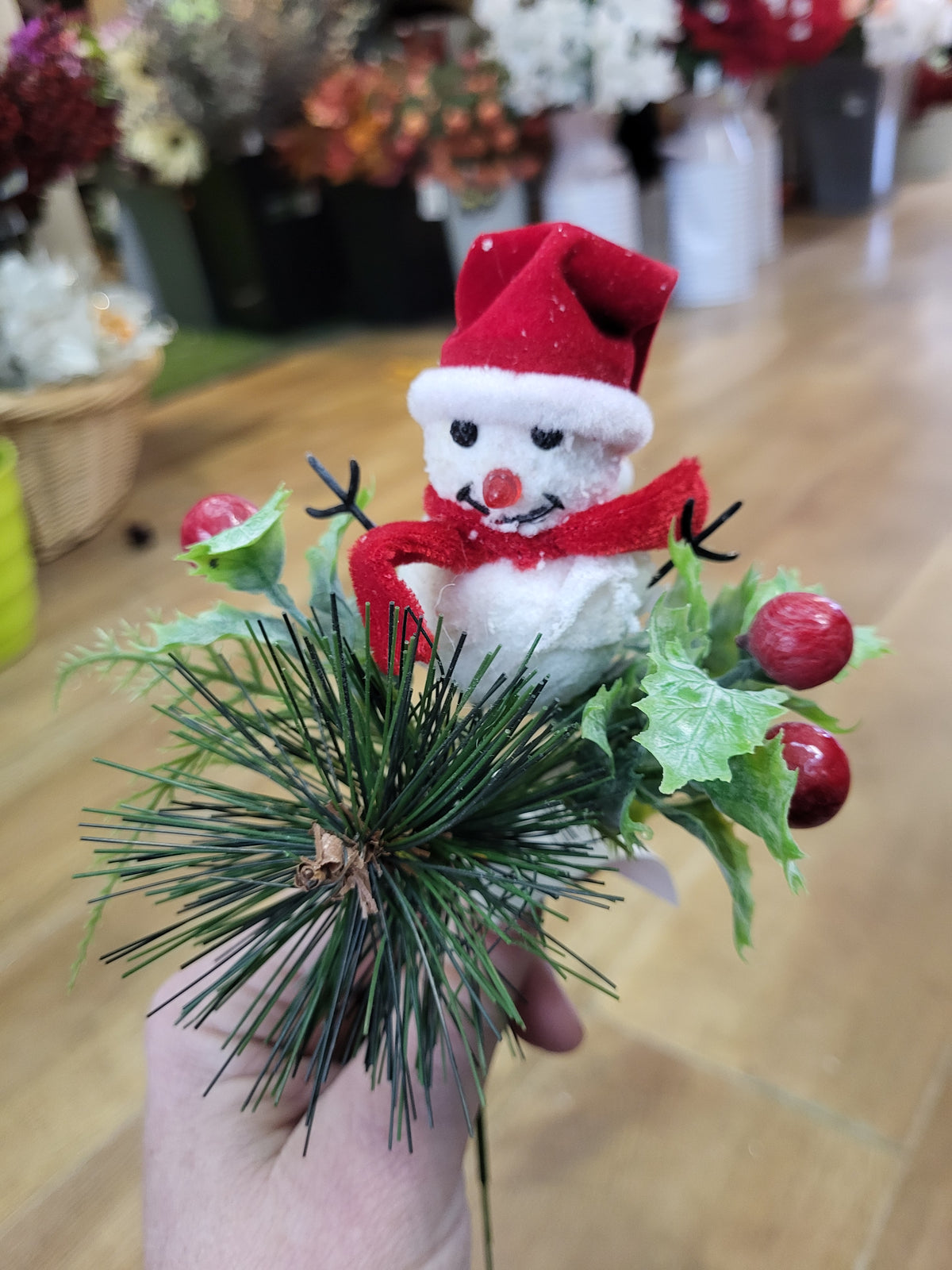 Snowman in a santa hat pick image 1