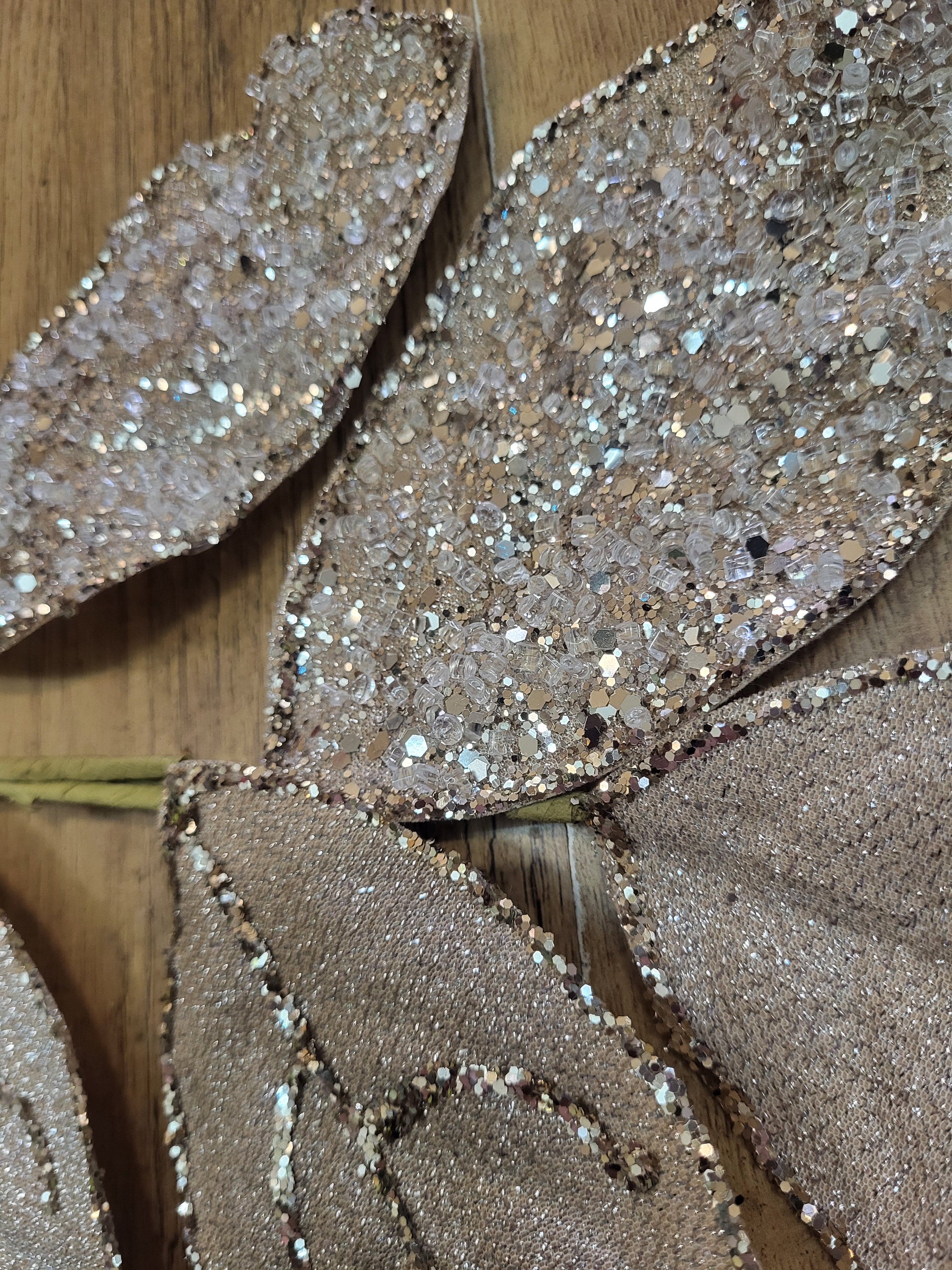 Champagne gold glittered foliage branch image 1