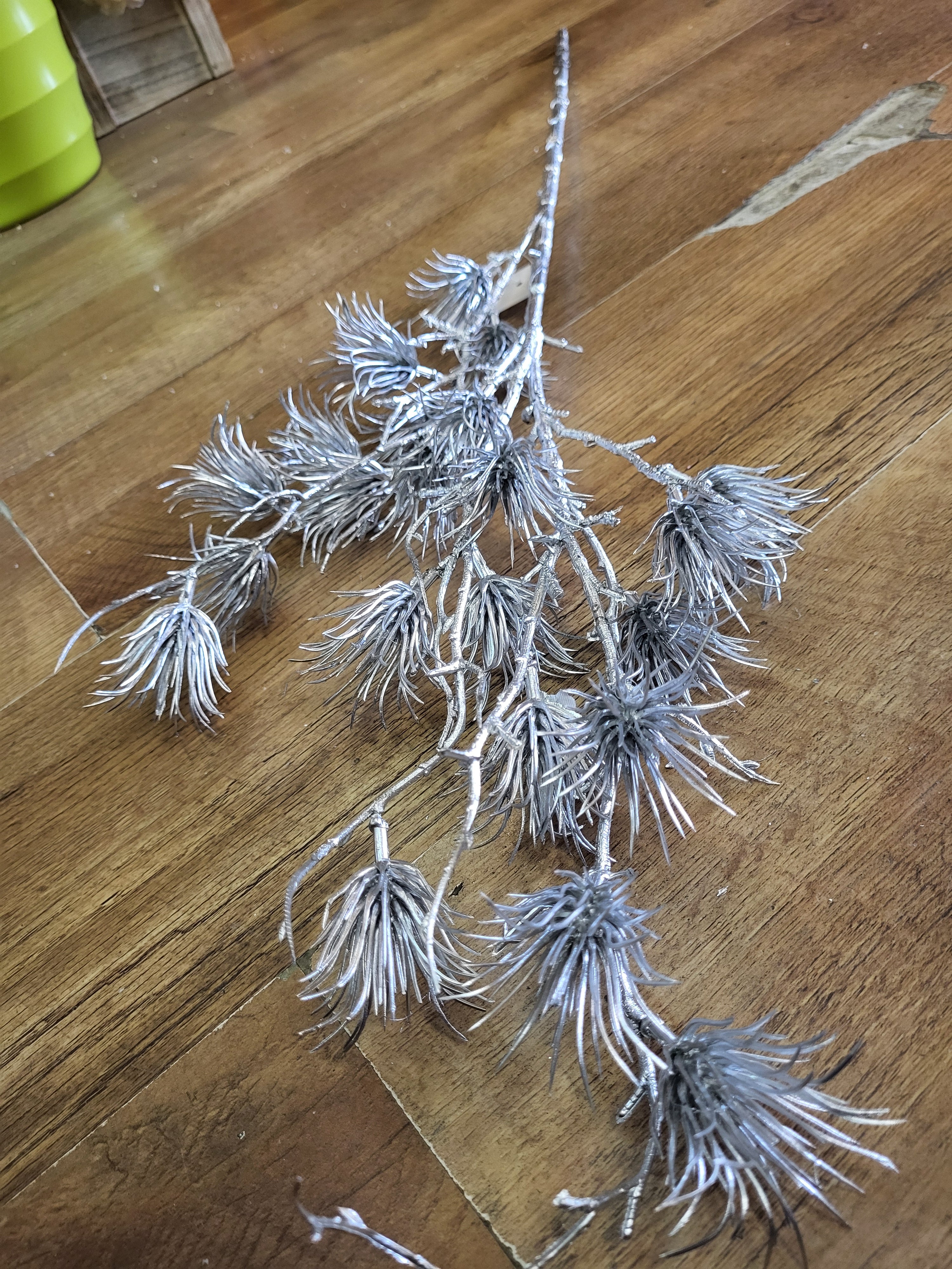 80cm Long stem metallic Silver thistle spray image 4