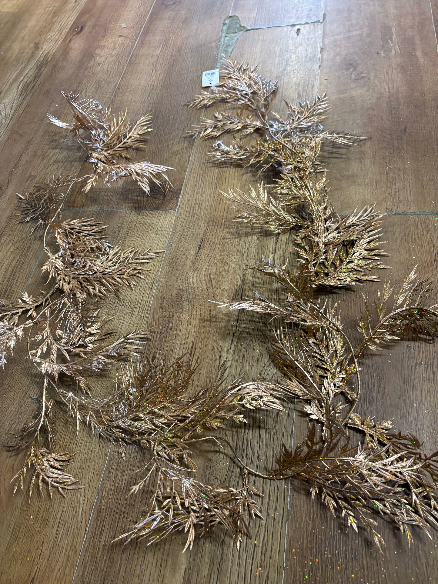 6ft glittered gold fern garland