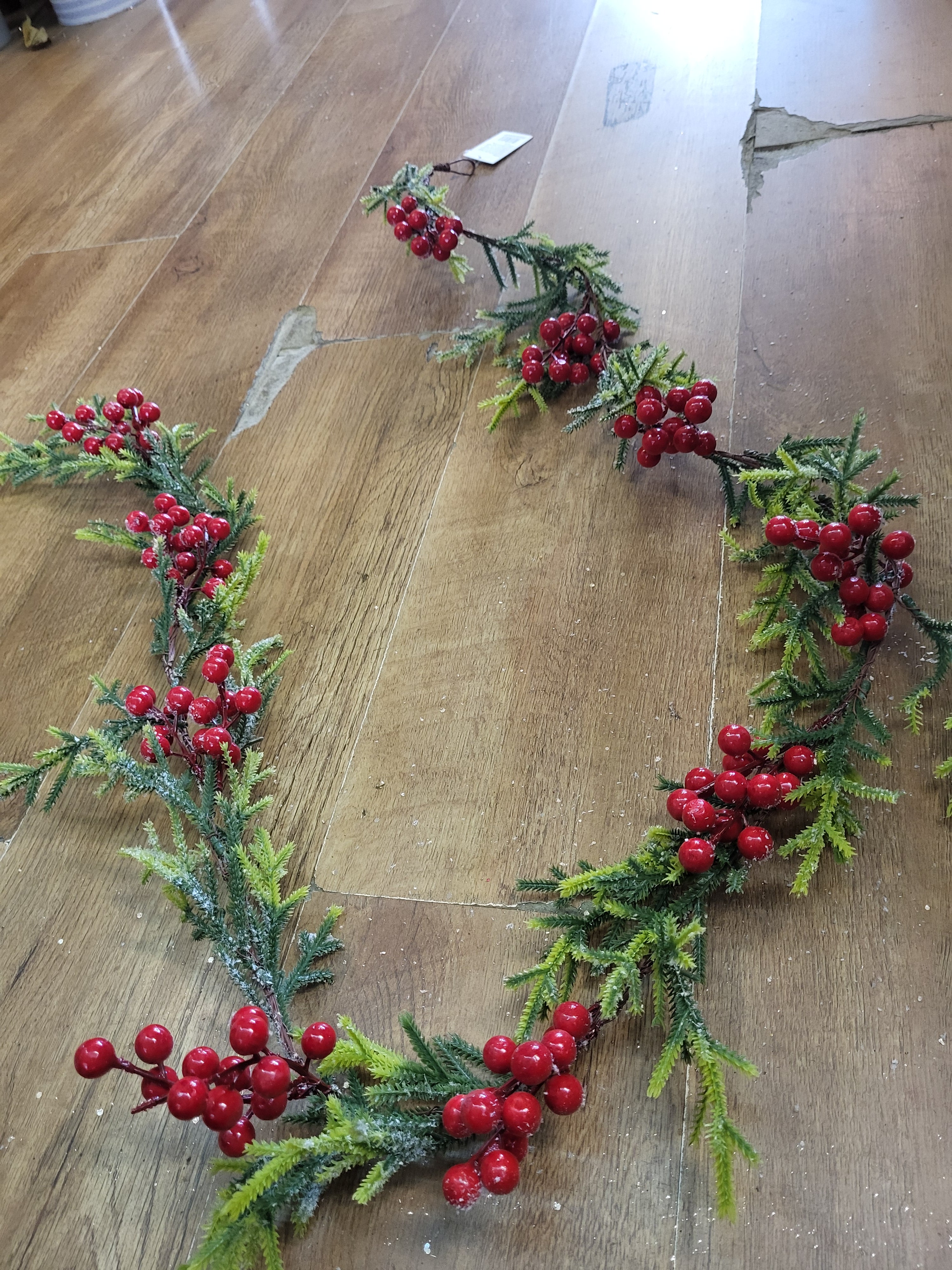 180cm frosted foliage and berries wired garland image 3