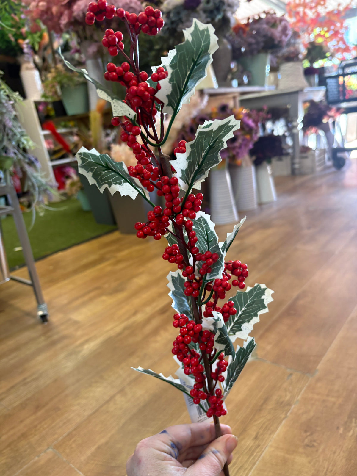 Long stem holly spray