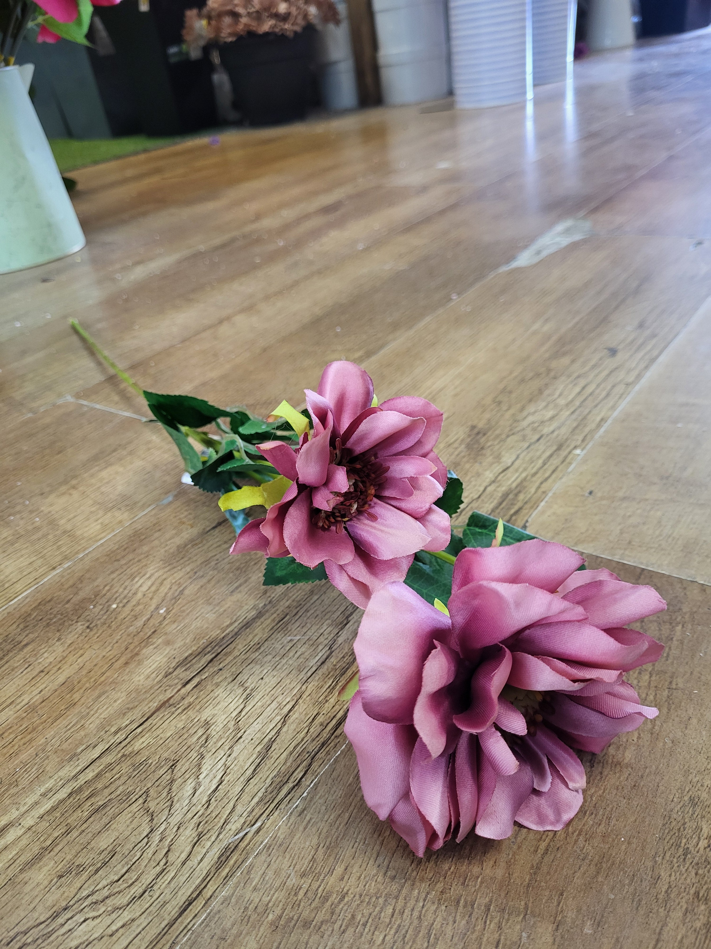 Long stem blush pink waterlily Dahlia spray image 5