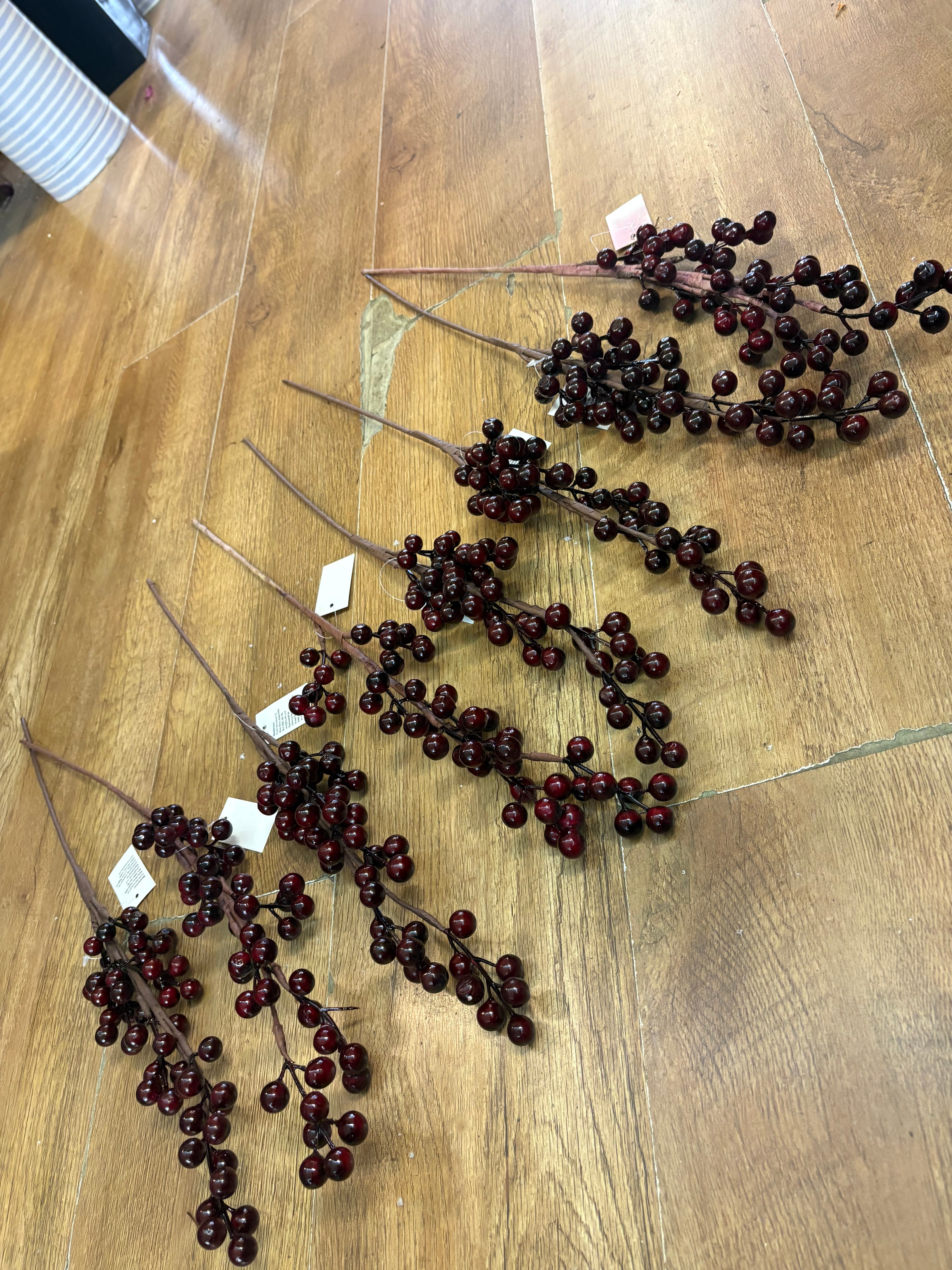Bundle of 8 dark burgundy berry stems
