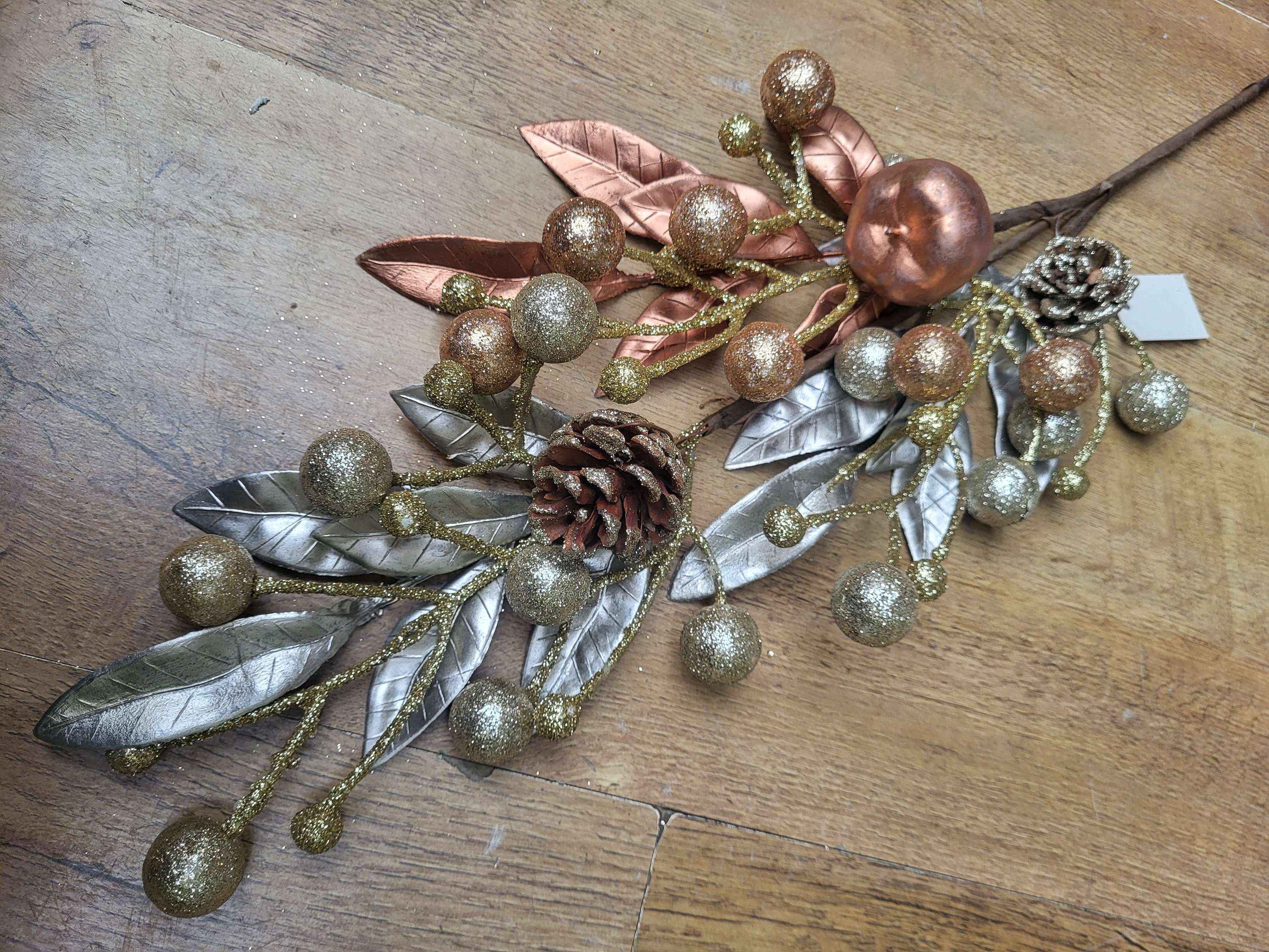 75cm long stem champagne/copper apple and pinecone stem image 2