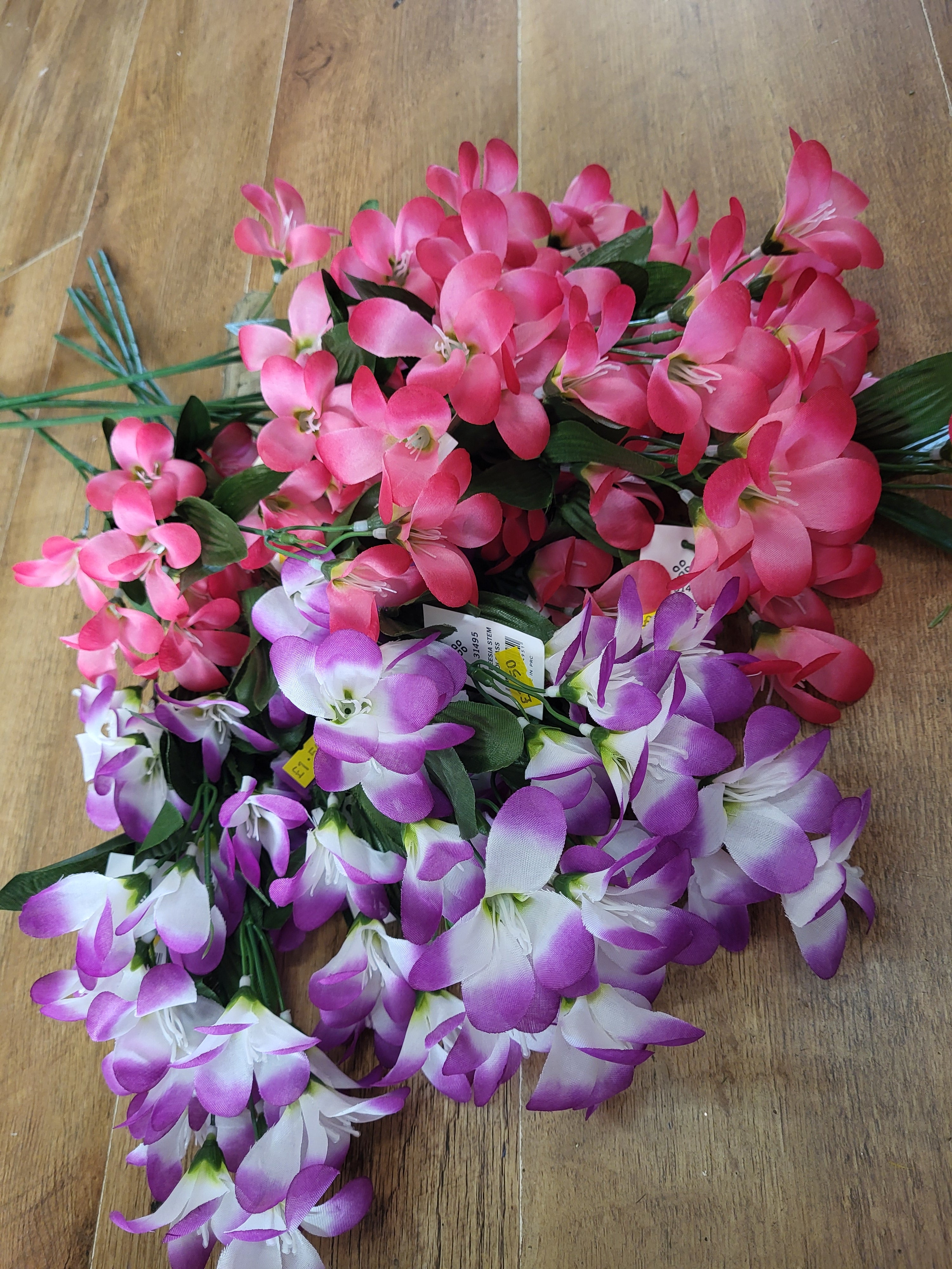 Bundle of 10 Long stem freesia  - 5 pink/5 purple and white image 1