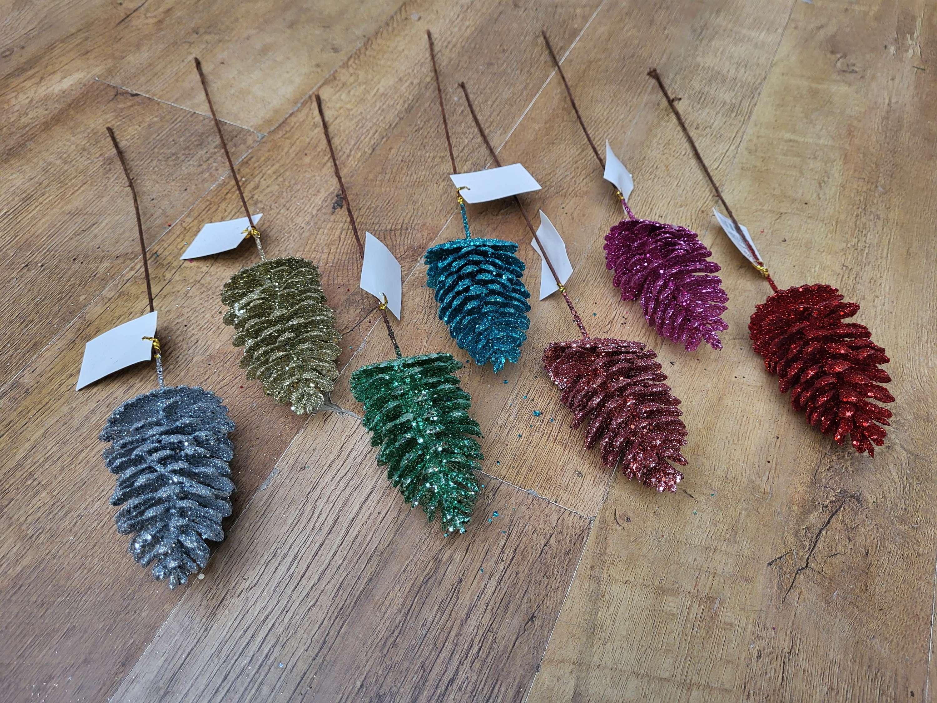 Long stem glittered pine cones - 7 colours available image 2