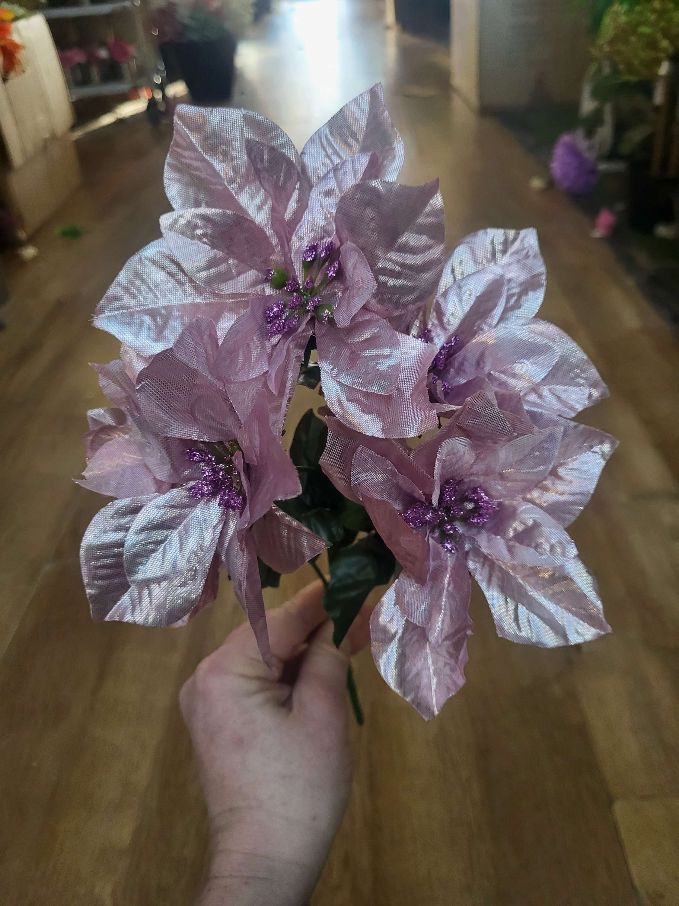 Metallic poinsettia bunch - 3 colours available image 6