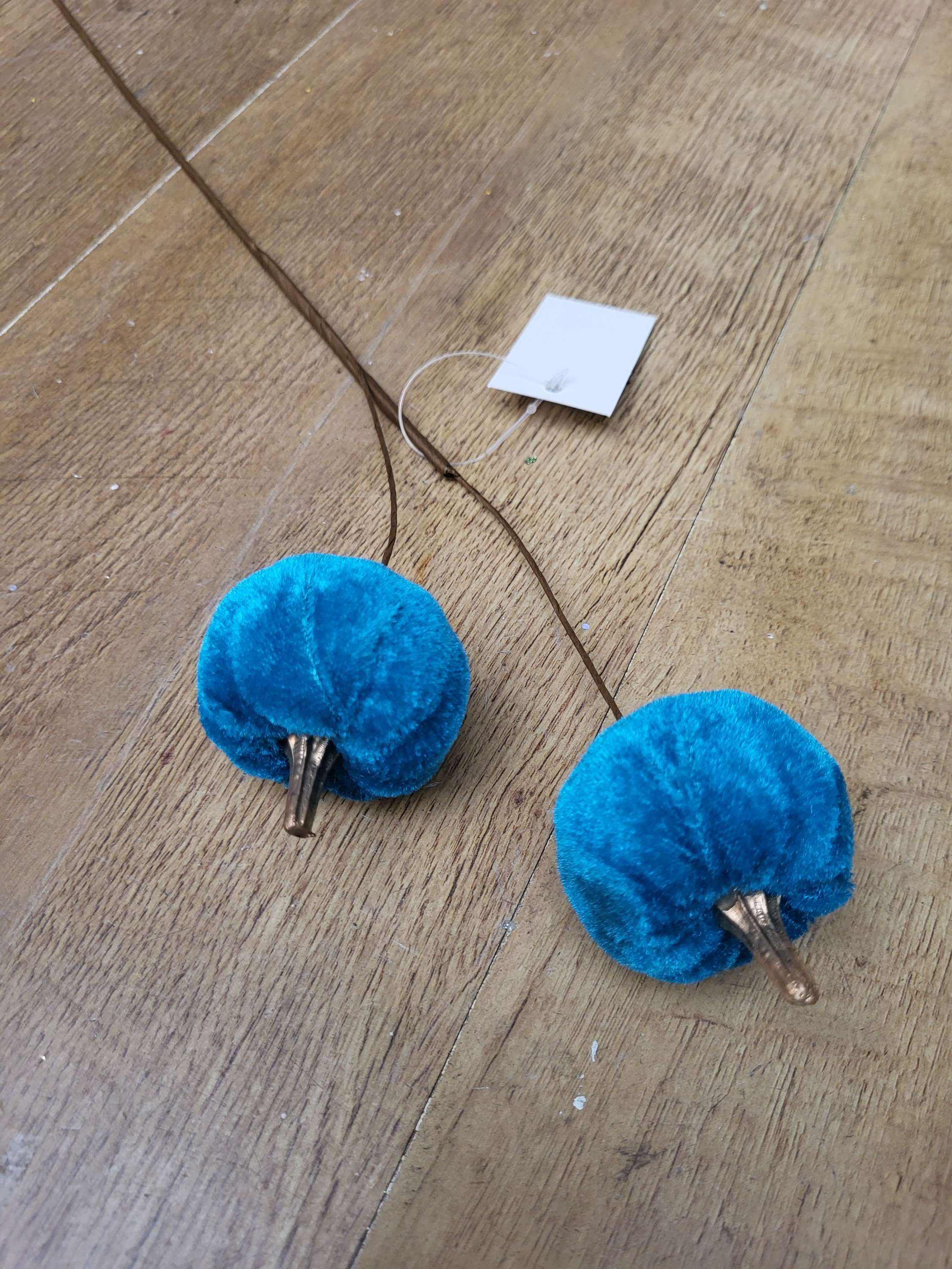 Medium length teal blue velvet pumpkin stem  image 1