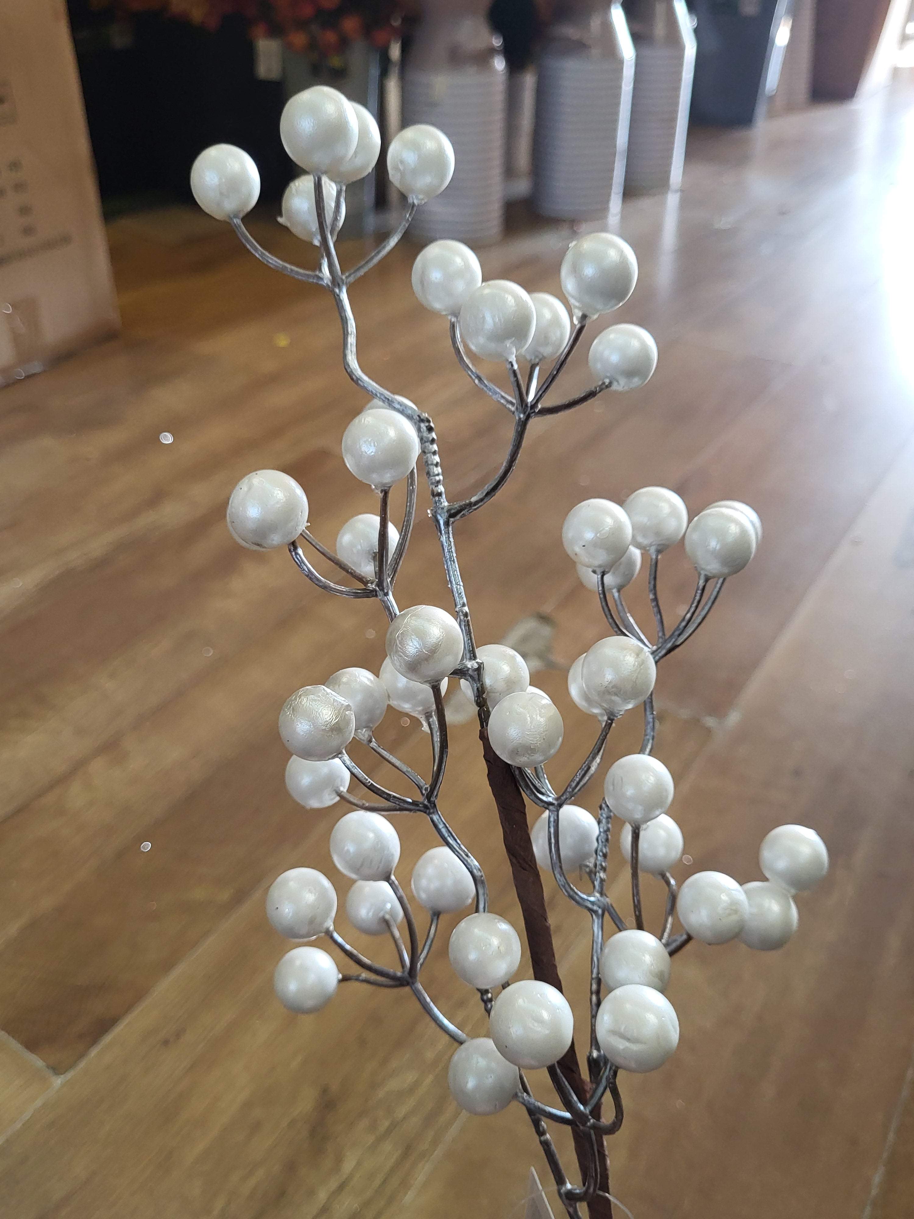 Long stem pearly white berry spray image 1