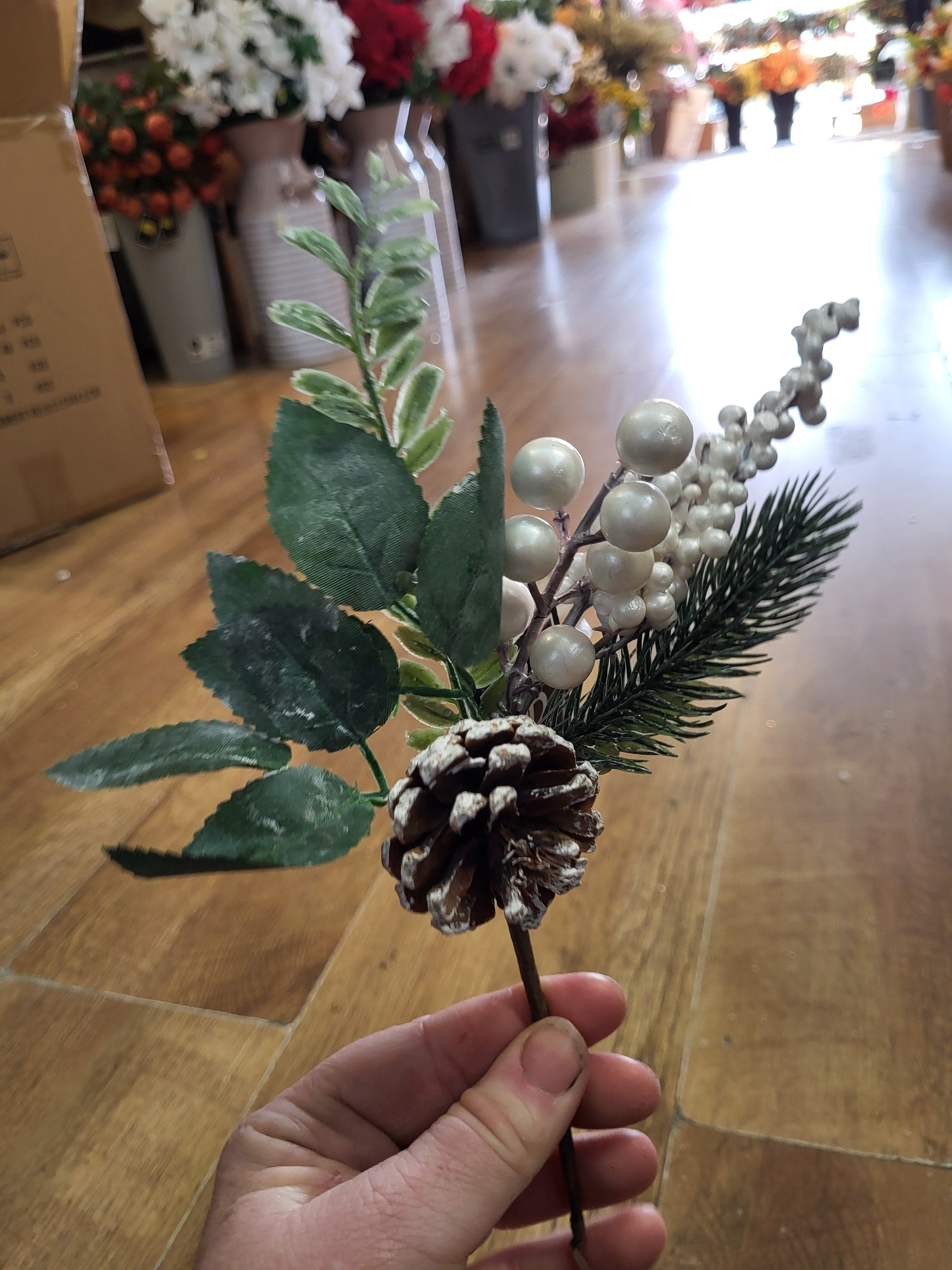 Mixed foliage and pearls pick image 2