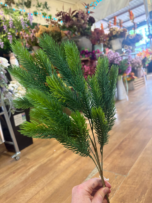 Long stem green winter spruce spray