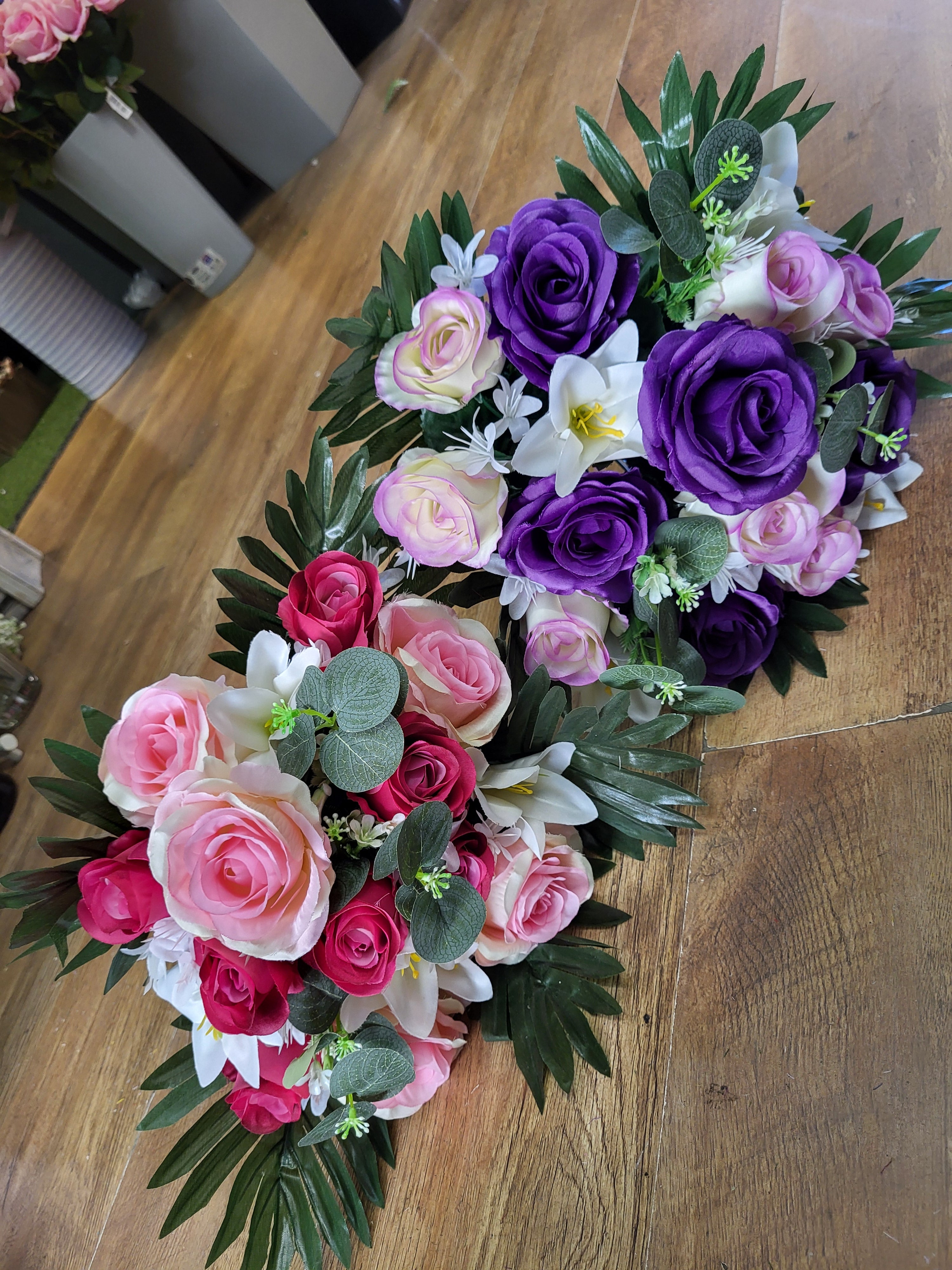 Rose/lily/eucalyptus bouquet - 2 colours available image 0
