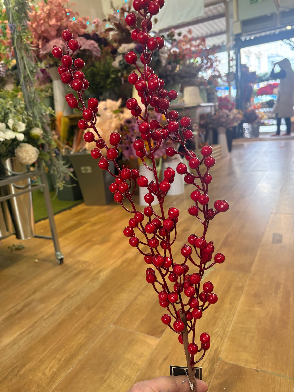 85cm tall triple red berry branch