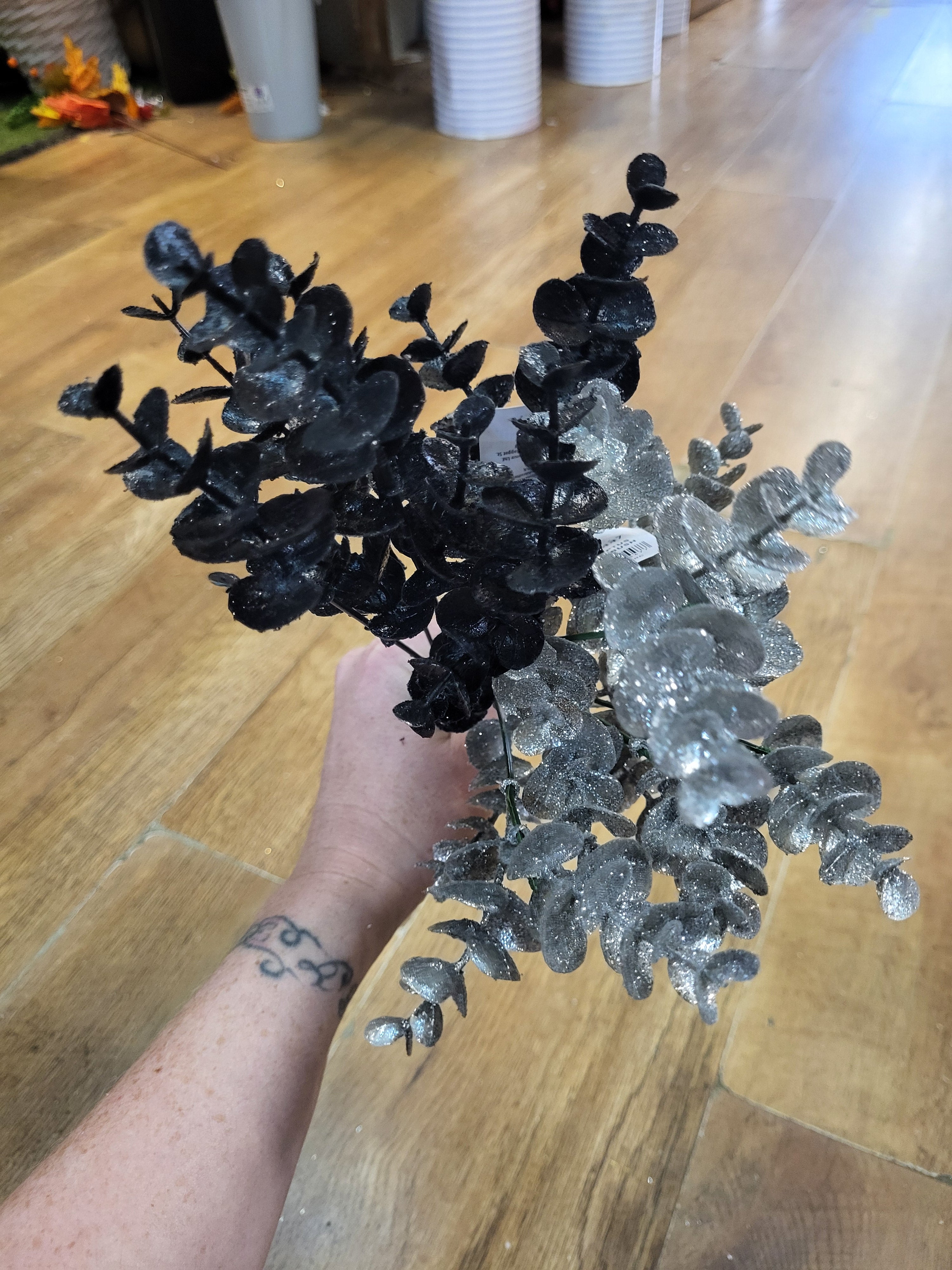 Glittered eucalyptus bunch  - 2 colours available image 2