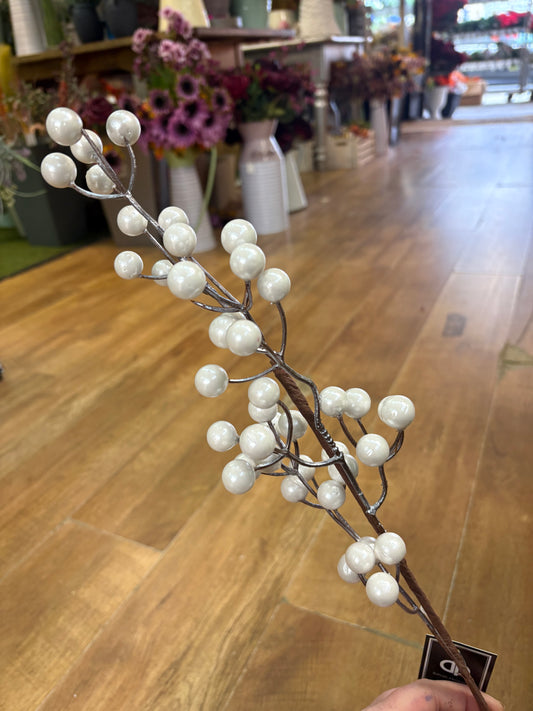 Long stem pearly white berry stem