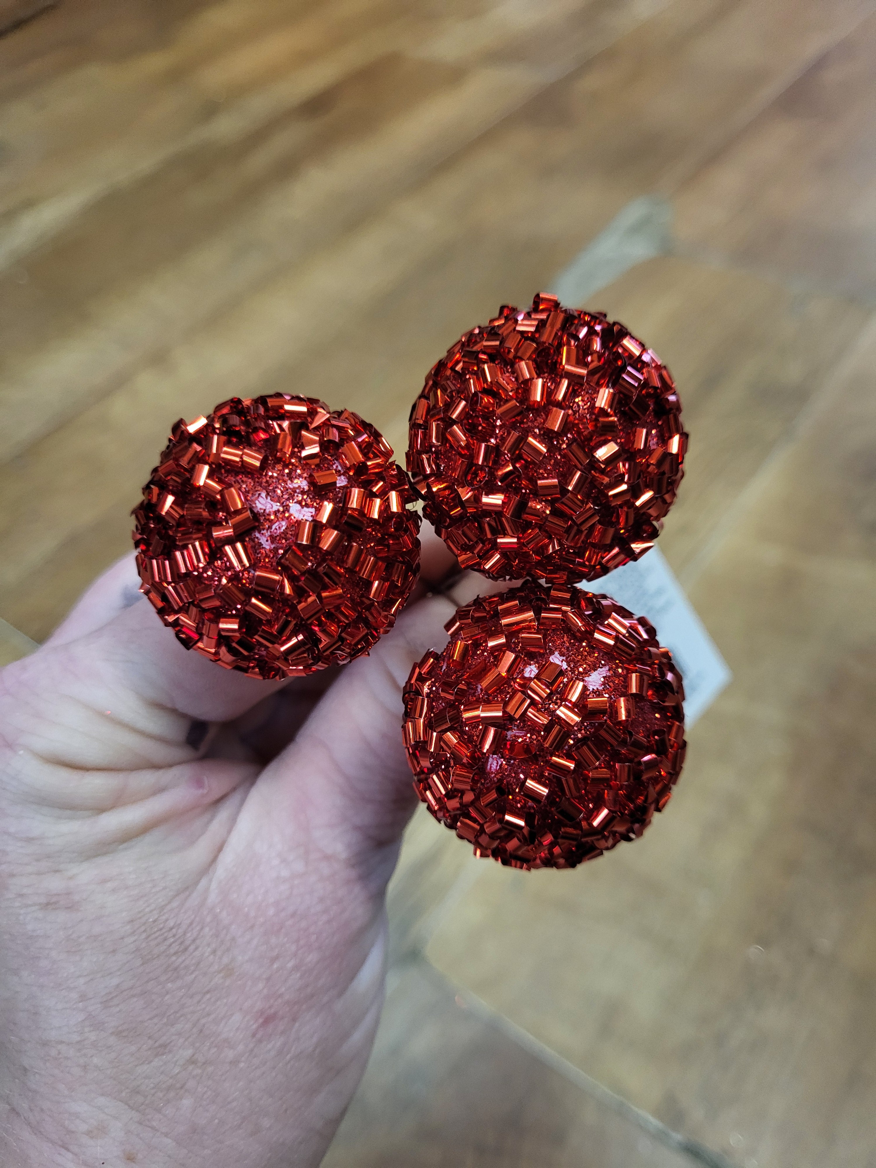 Red beaded triple bauble pick  image 0