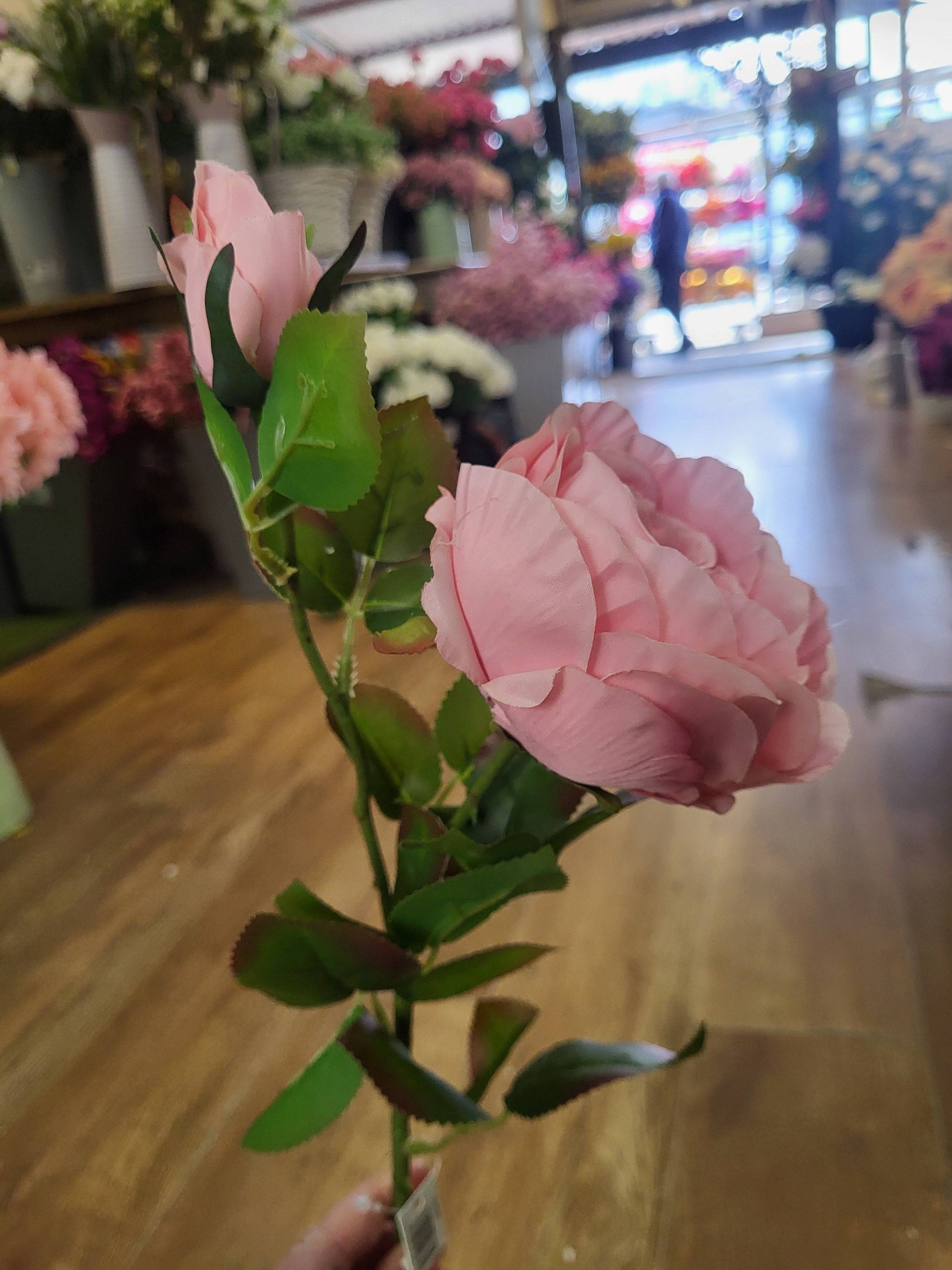 Long stem pink ruffled rose spray  image 1