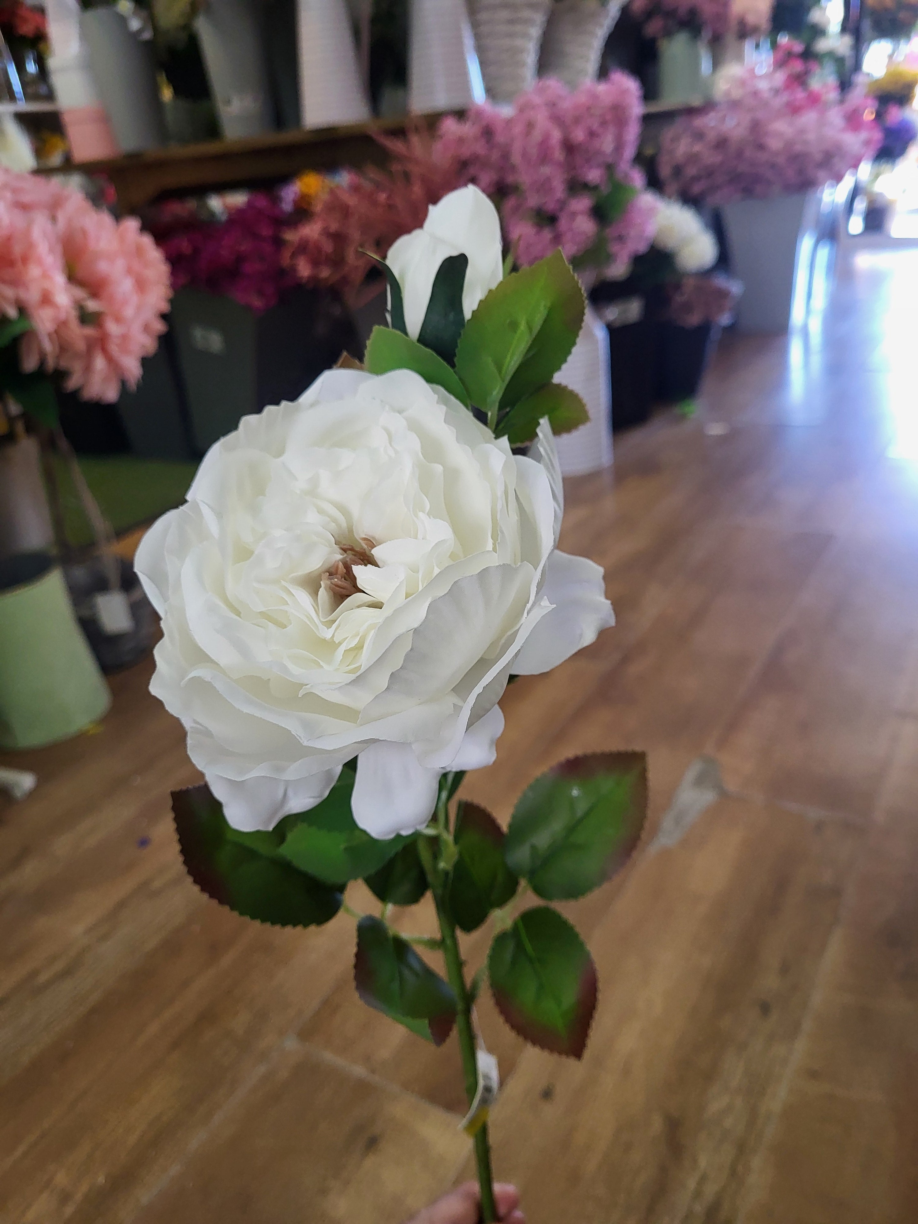 Long stem Ivory Ruffled rose spray image 0