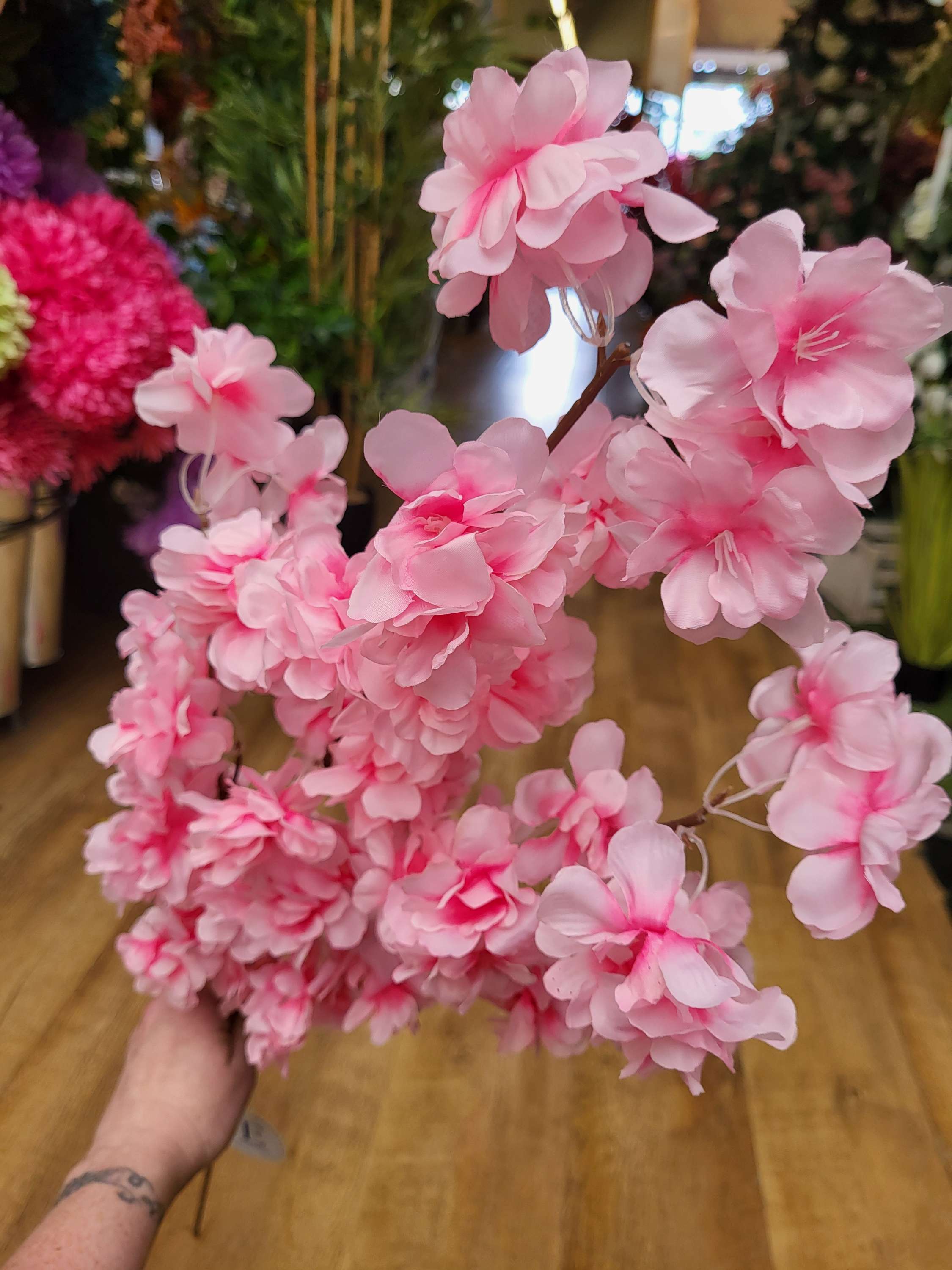 Long stem pink cherry blossom branch image 6