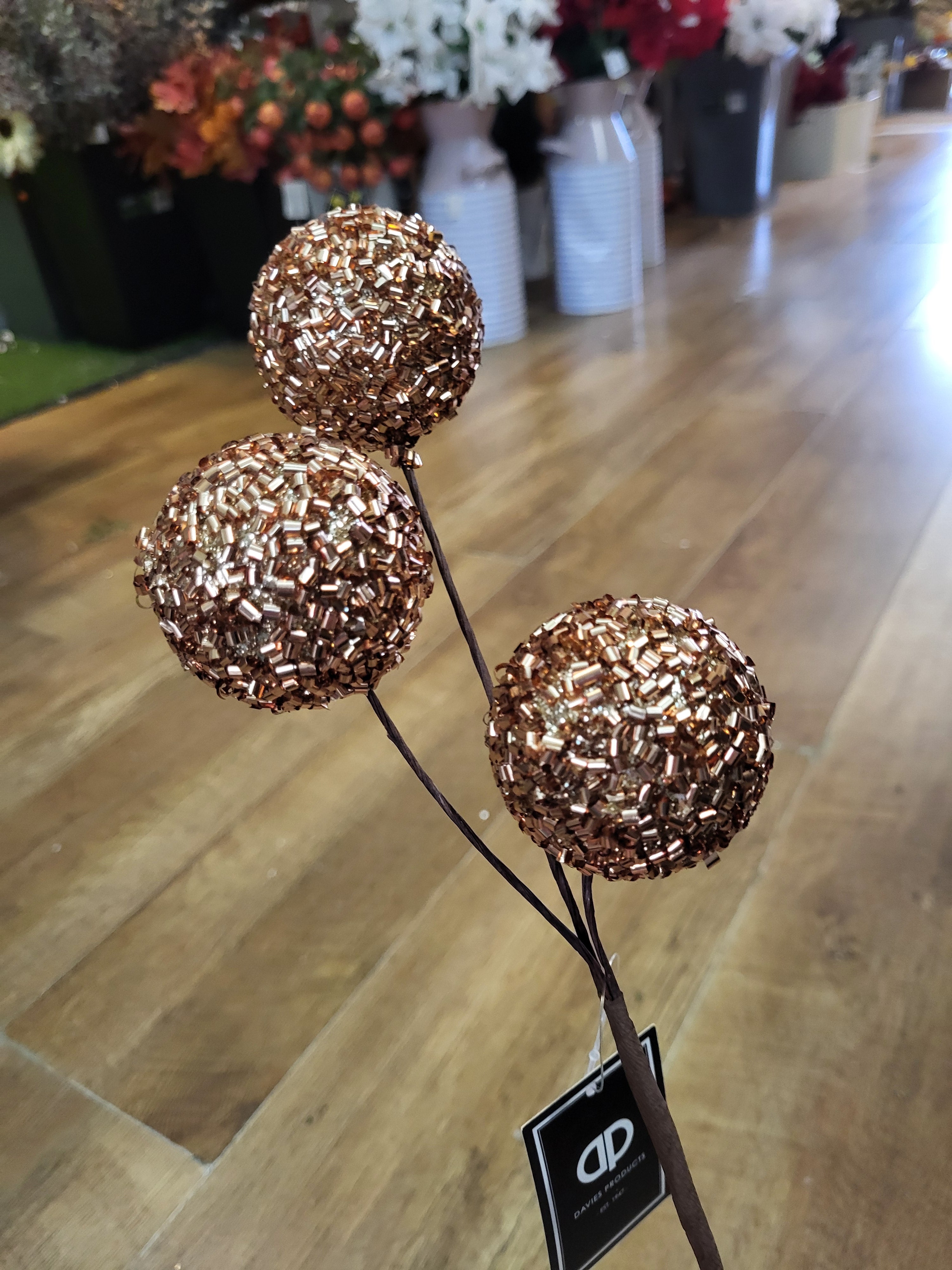 Medium length triple gold beaded bauble stem image 2