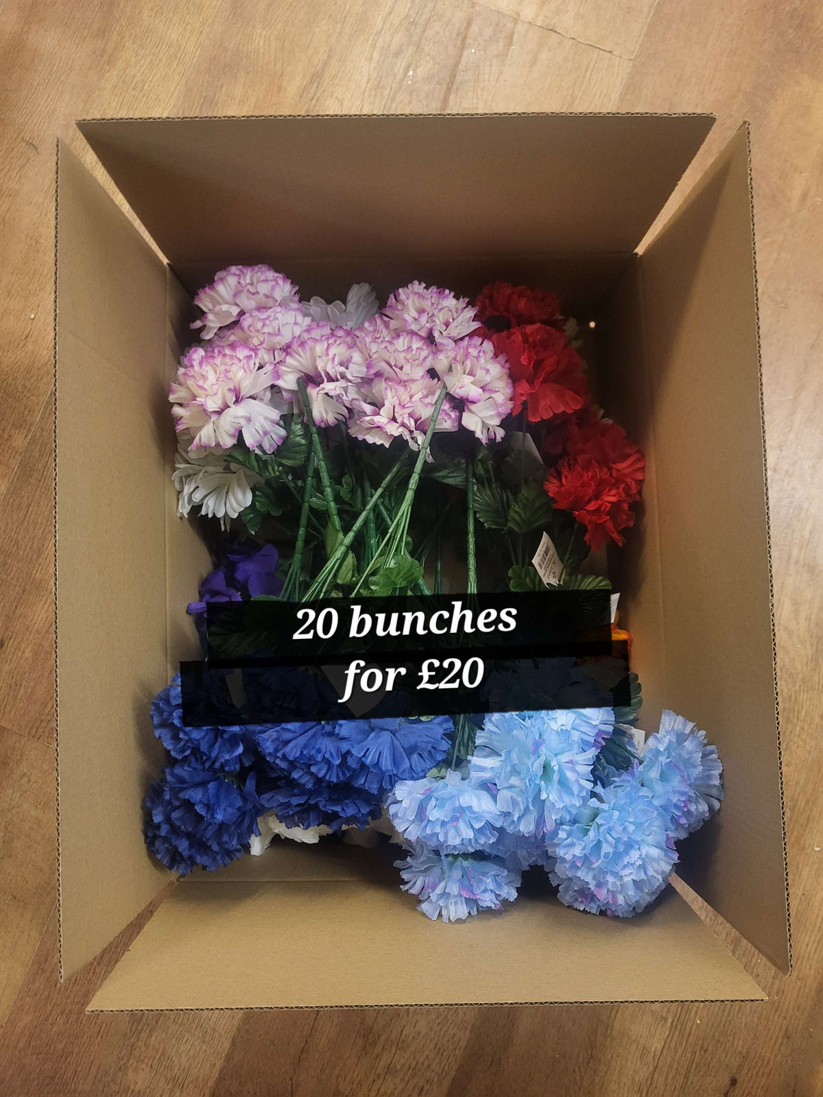 Box of 20 bunches of mixed flowers (10 styles, 2 of each) read description image 0