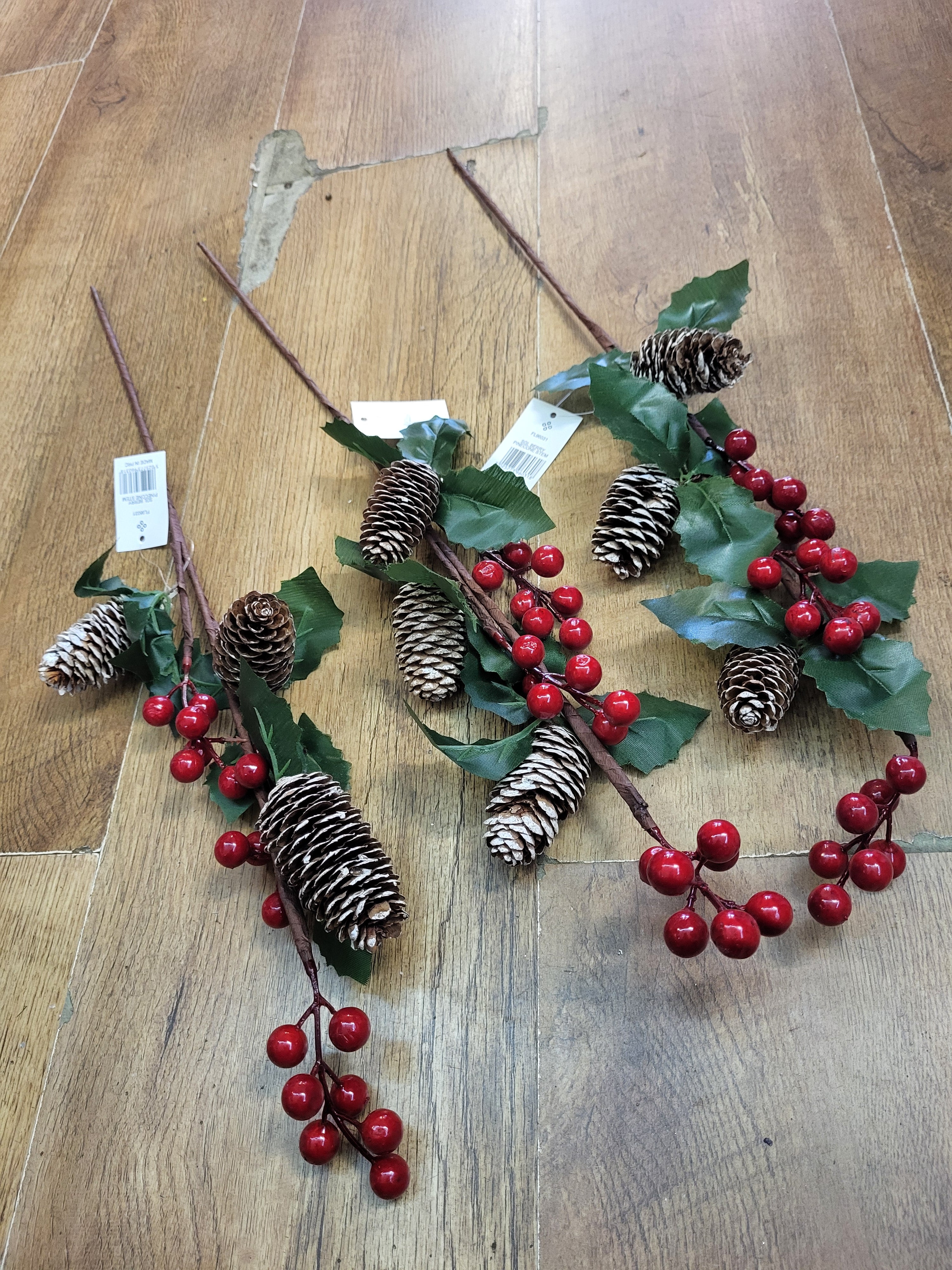 Bundle of 3 Long stem cones and berries sprays image 0