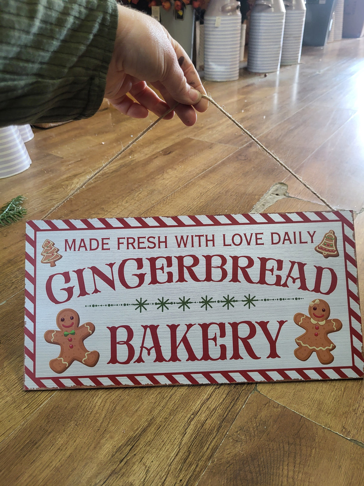 40cm x 20cm hanging wooden gingerbread bakery sign image 2
