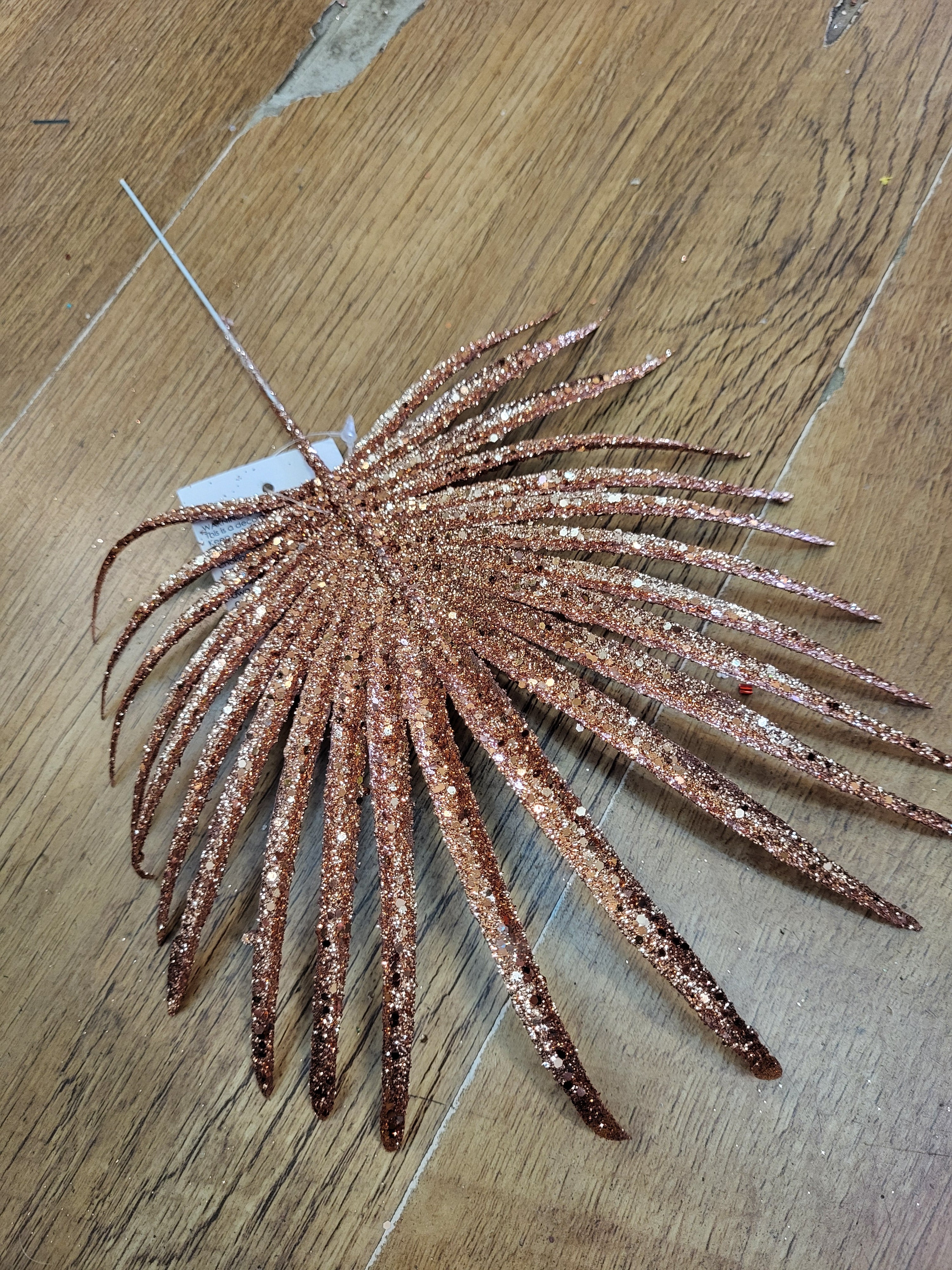 Rose gold glittered palm leaf pick  image 3