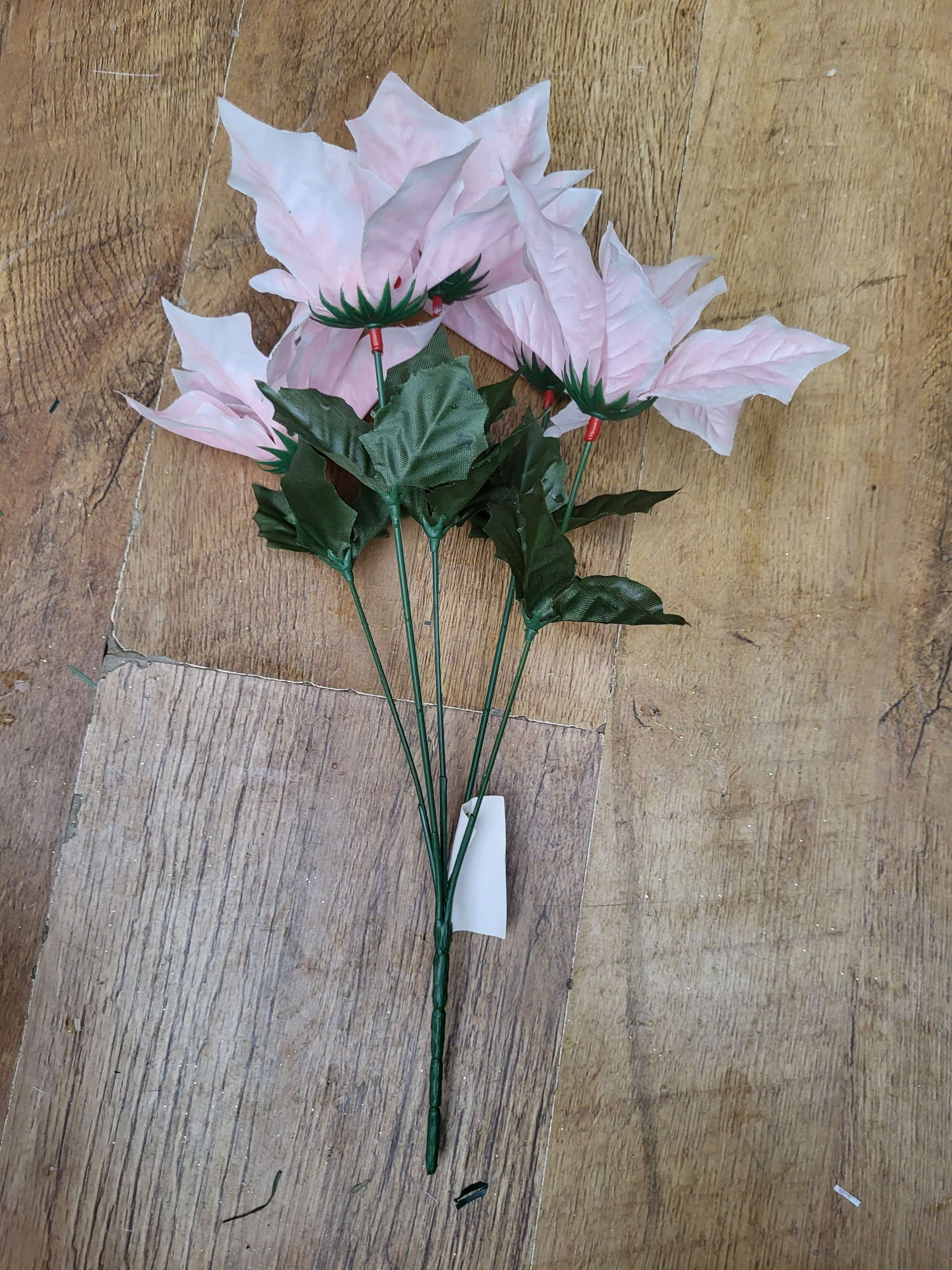 Pale pink and white poinsettia bunch image 3