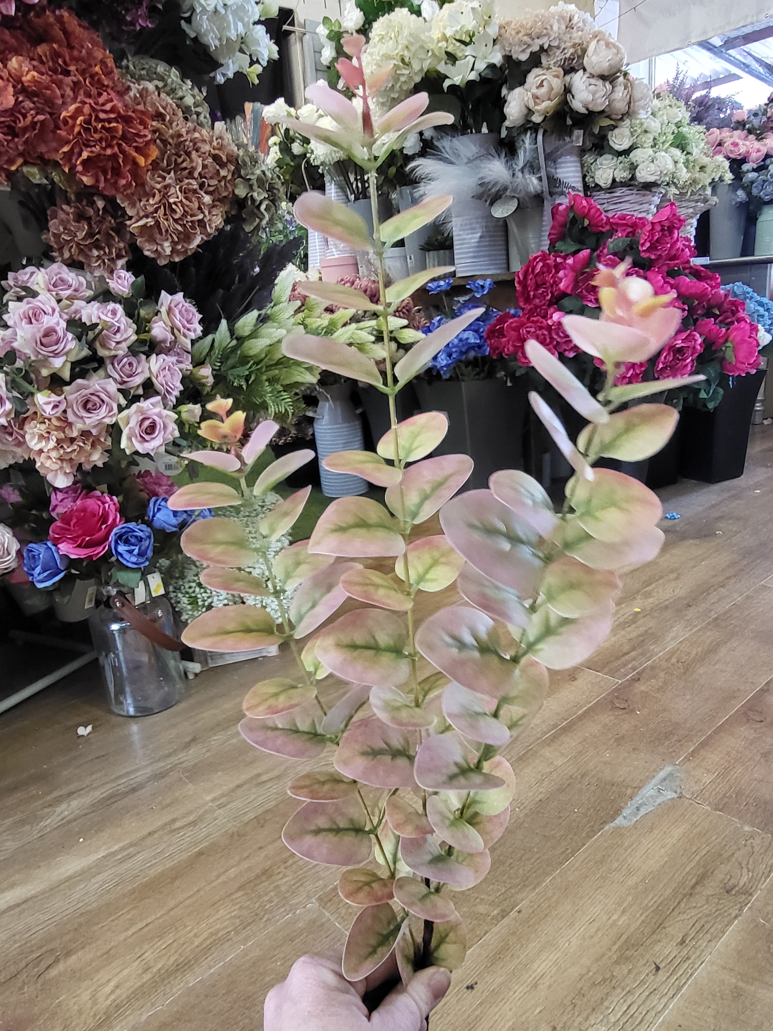 Long stem dark pink and green eucalyptus spray image 5