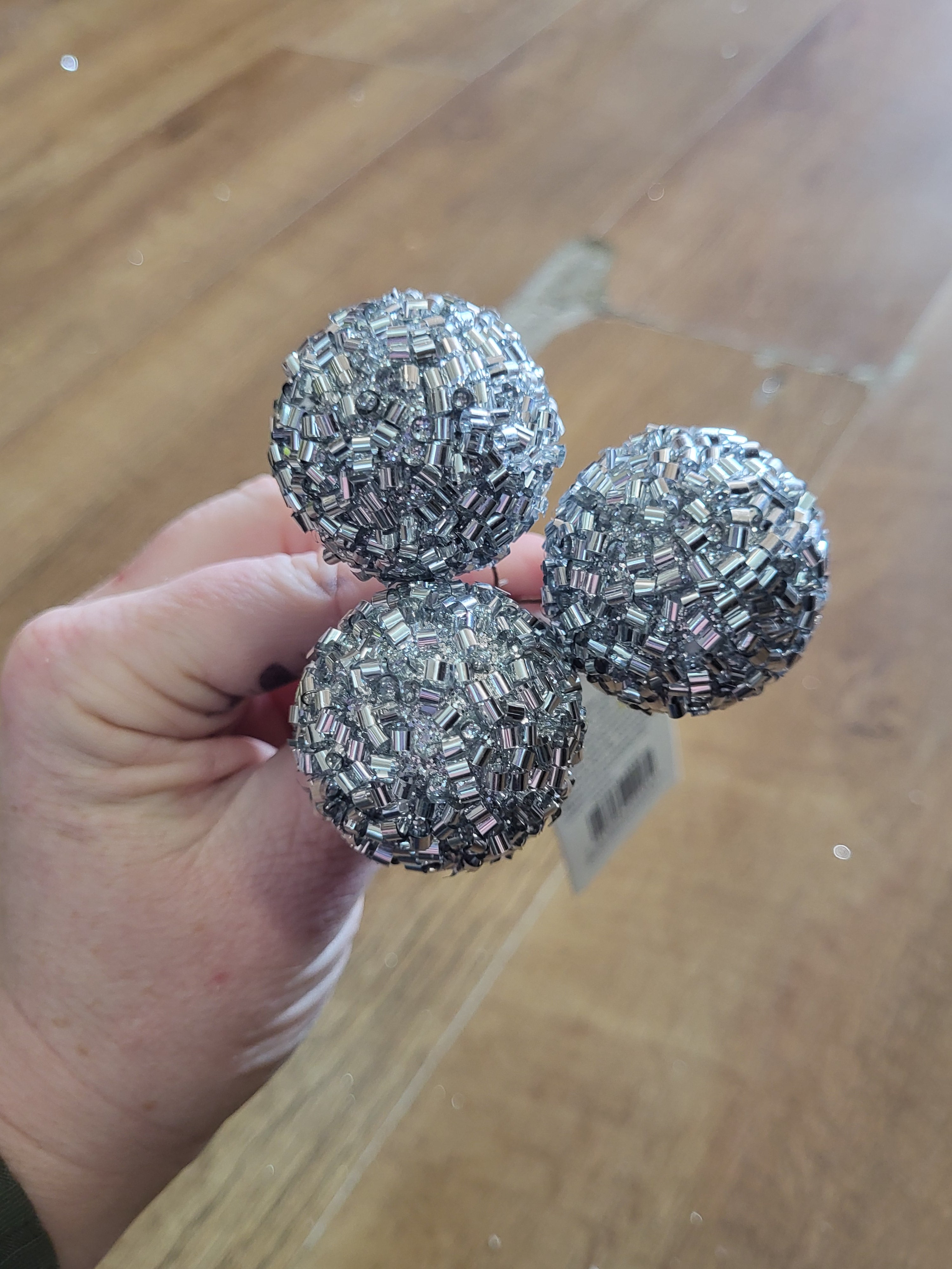 Silver beaded triple  bauble pick image 1