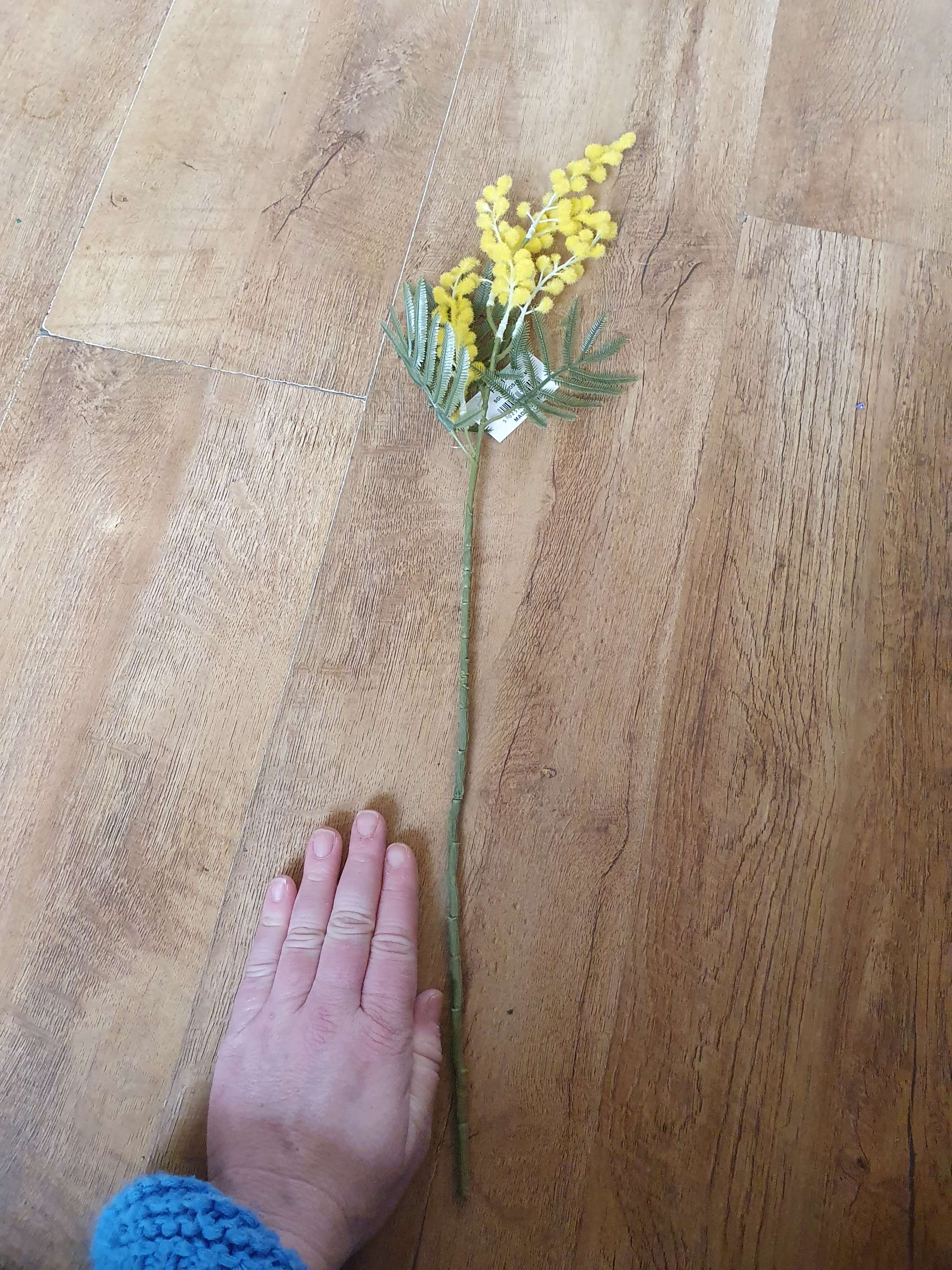 Flocked Yellow Mimosa Stem  image 1
