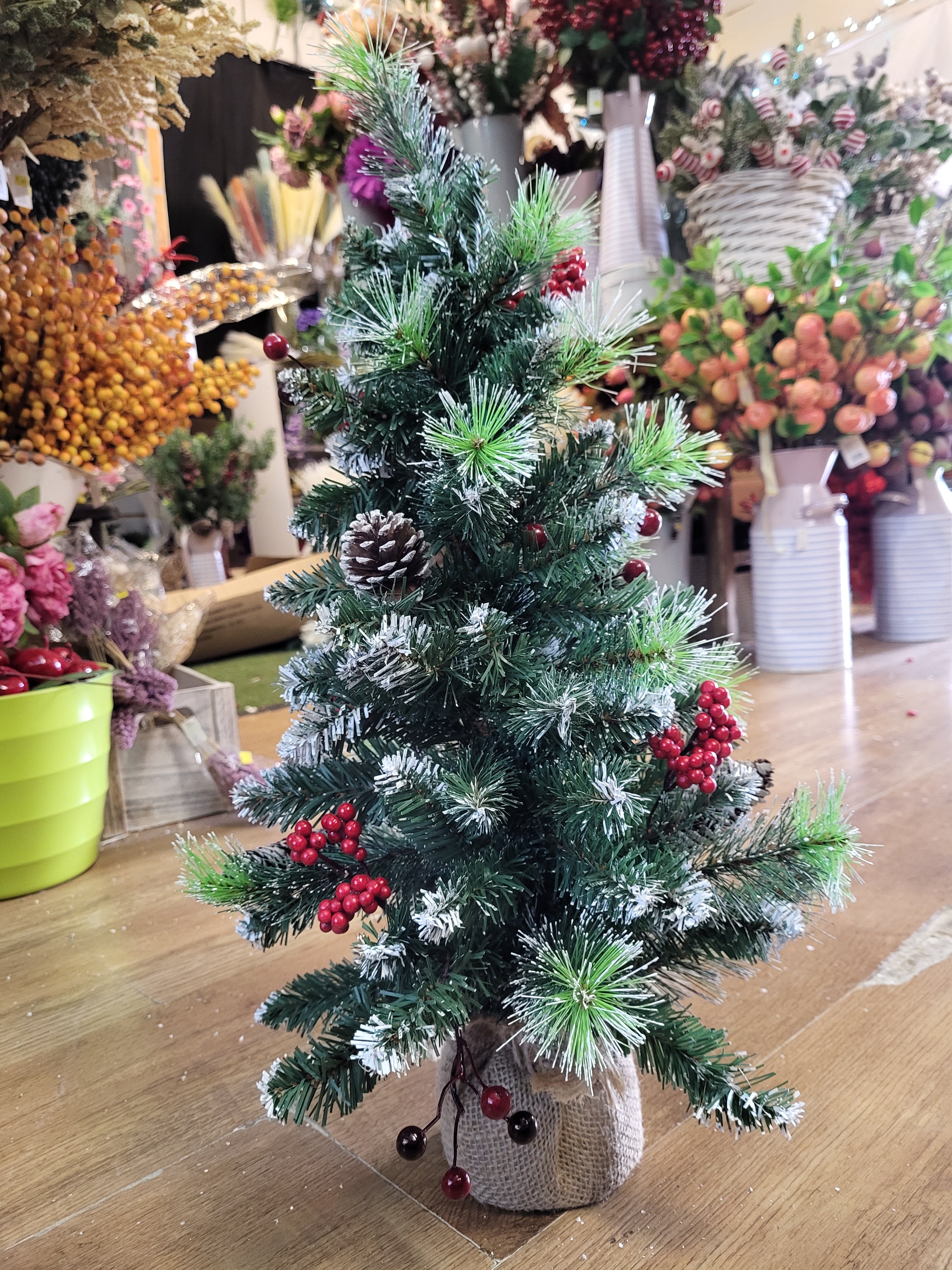 Large frosted Christmas tree table centre piece image 0