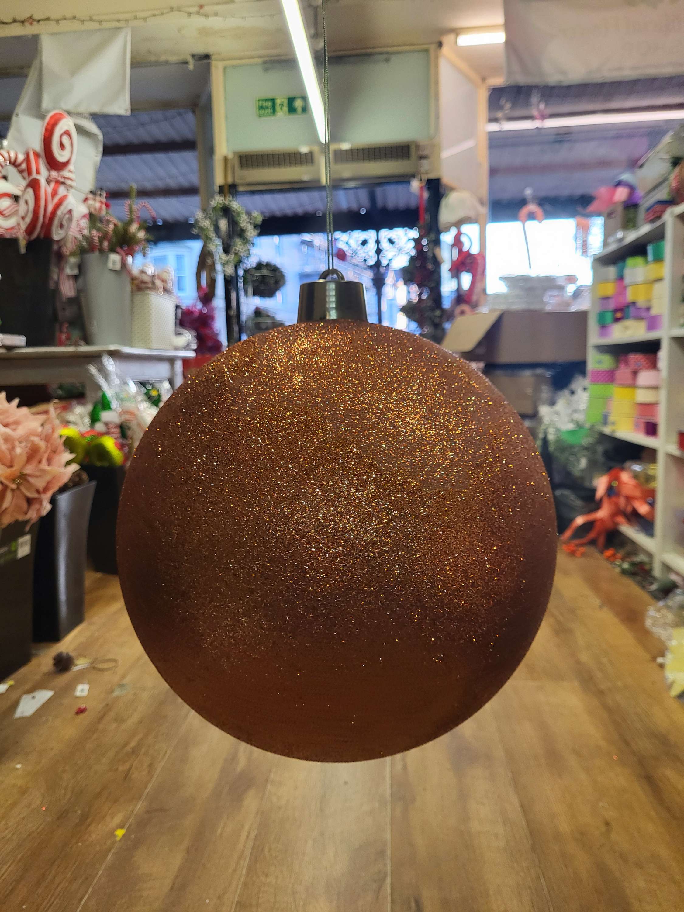 Giant 30cm copper sparkly bauble image 3