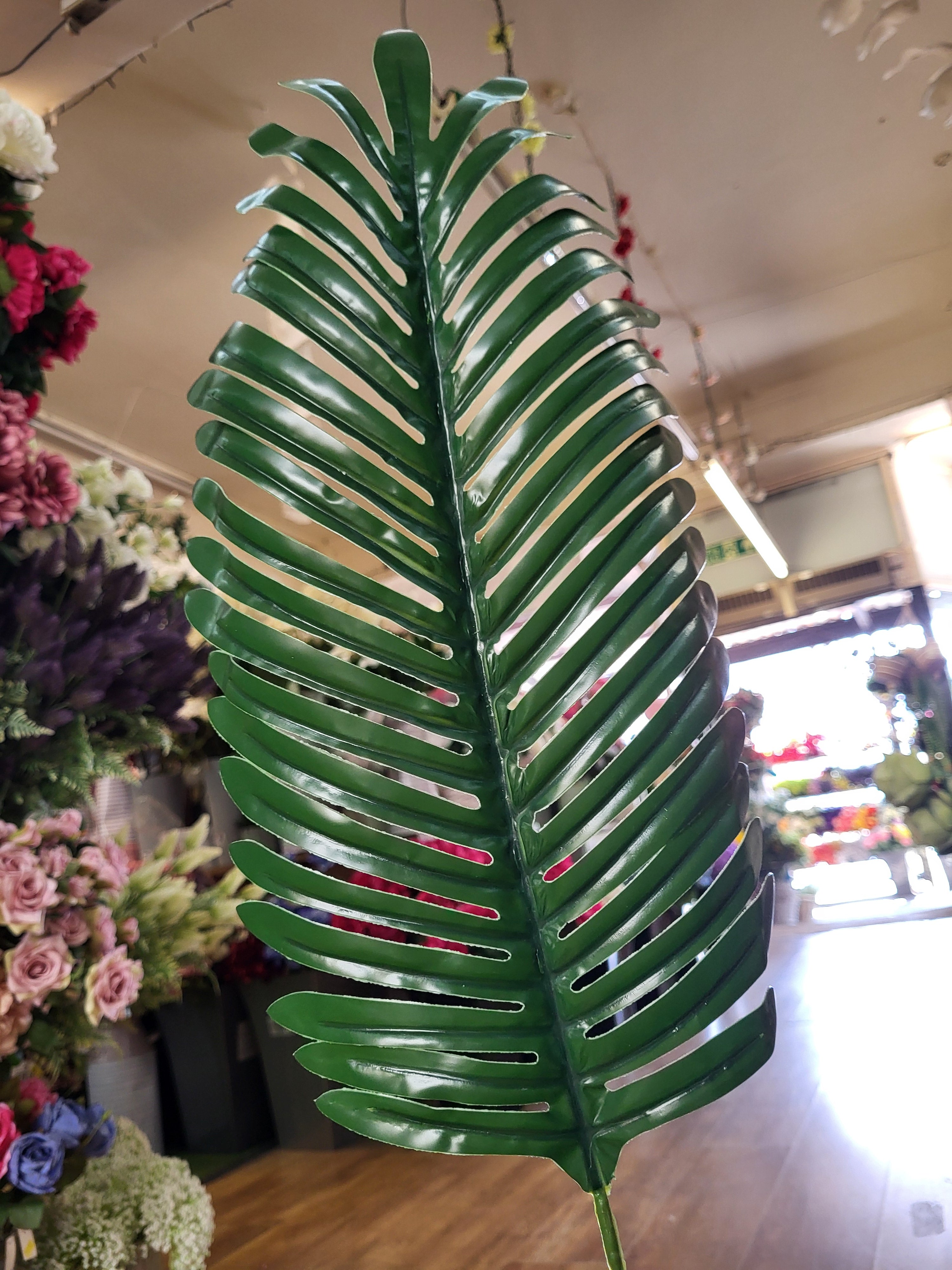 Large leather look single tropical palm leaf image 4