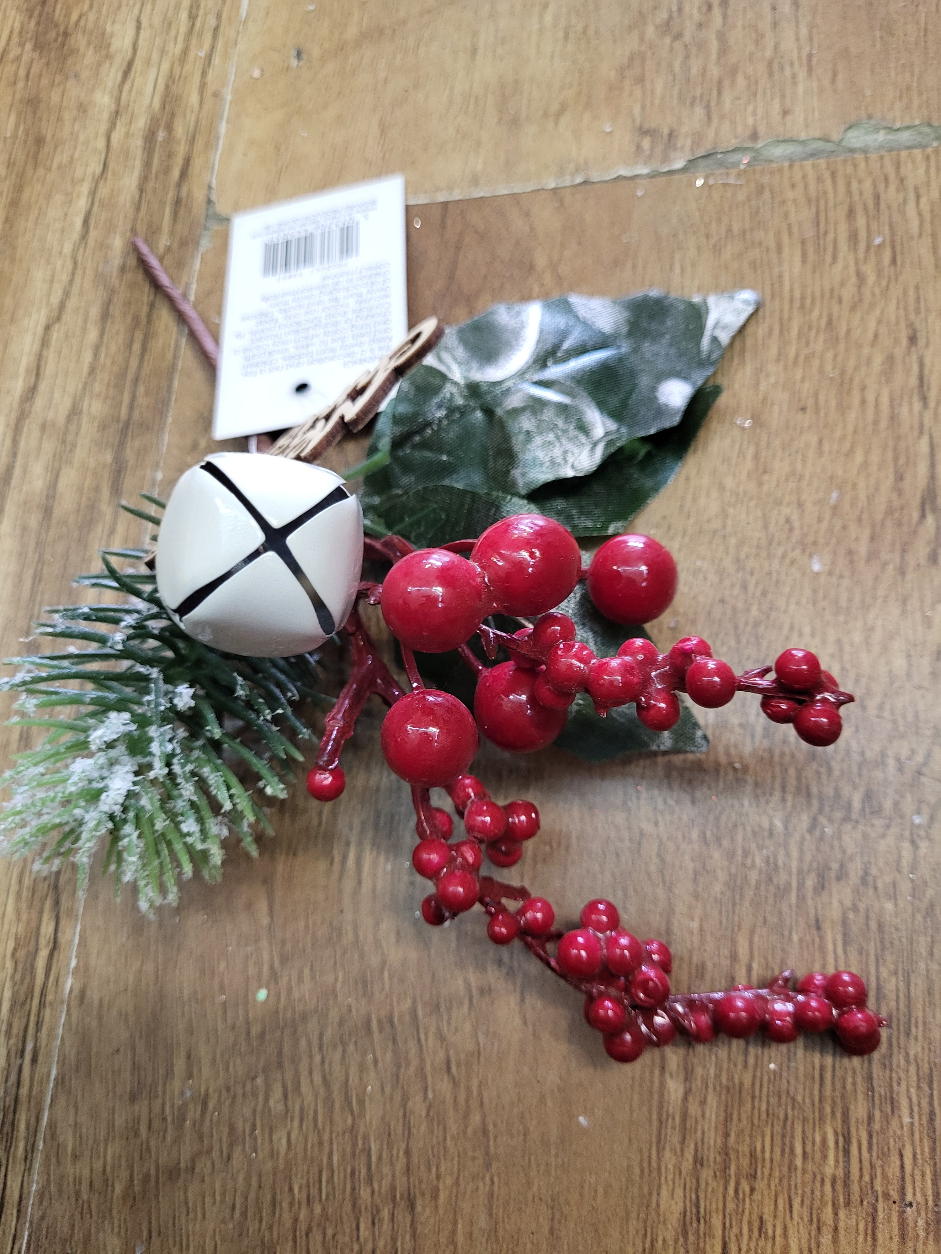 Merry Christmas and bell/berries foliage pick  image 1