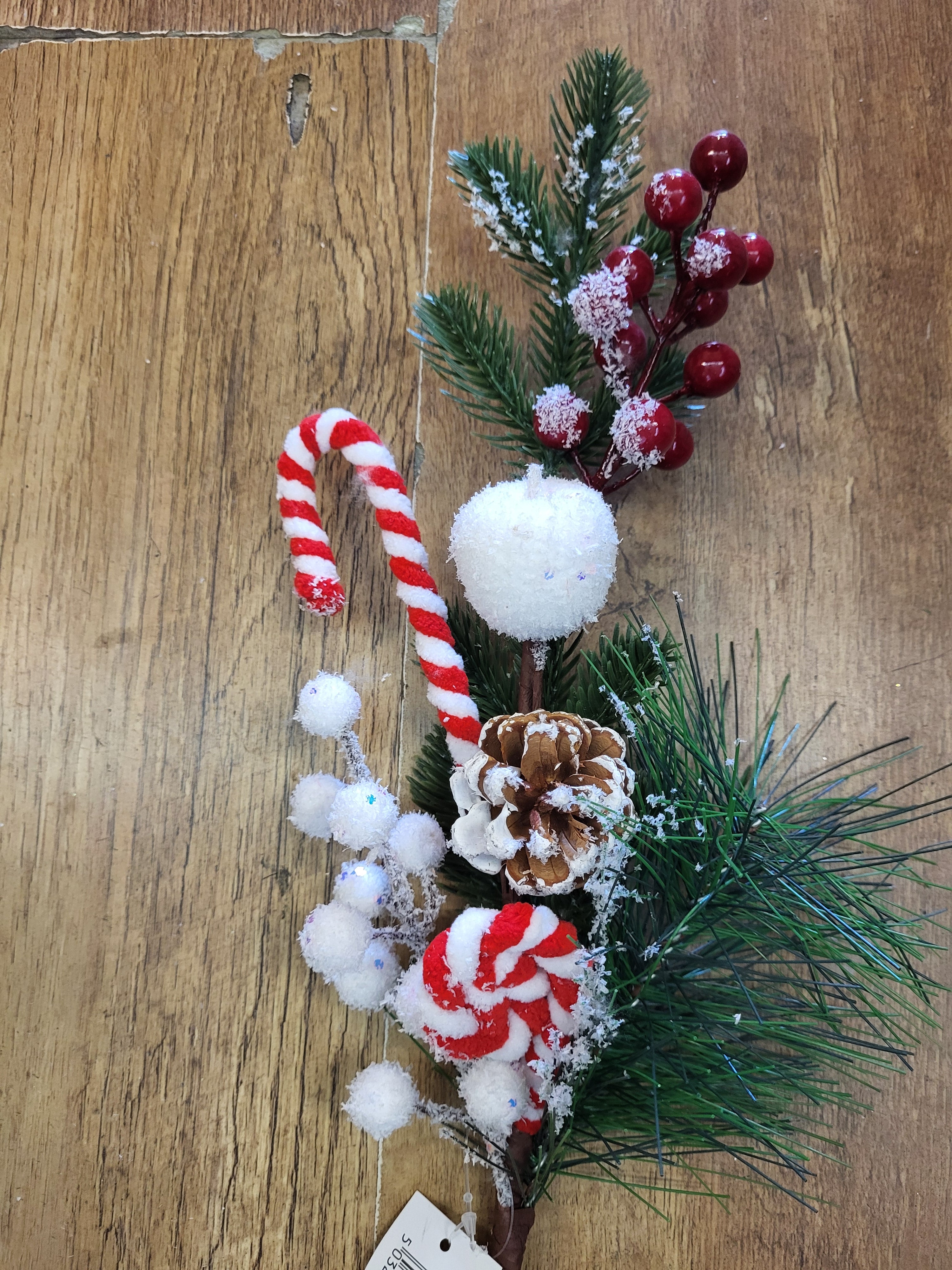 Long stem frosted Christmas spray with candy canes image 5