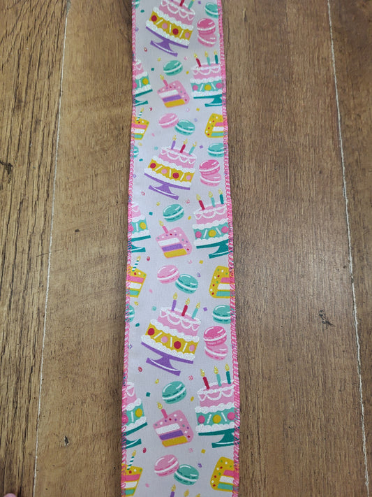 Birthday cake wired ribbon - 1 metre image 0