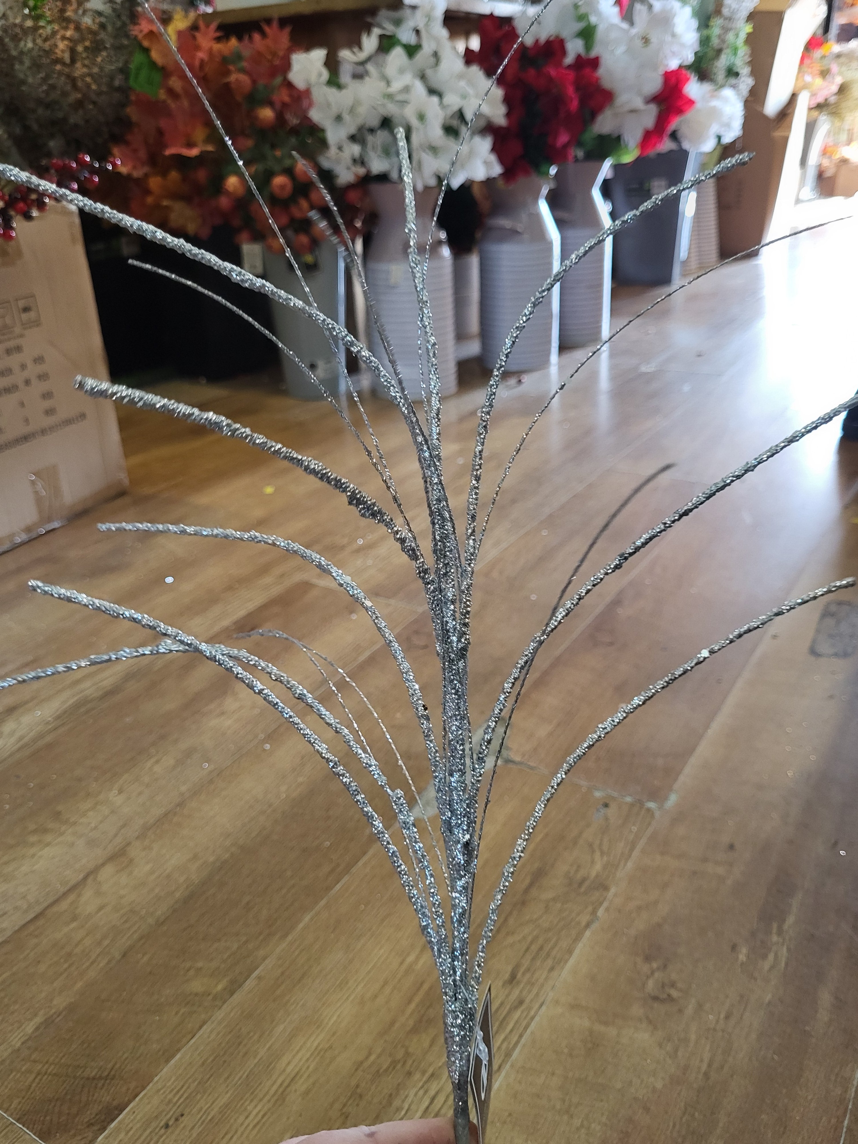 60cm sparkly silver firework stem image 0