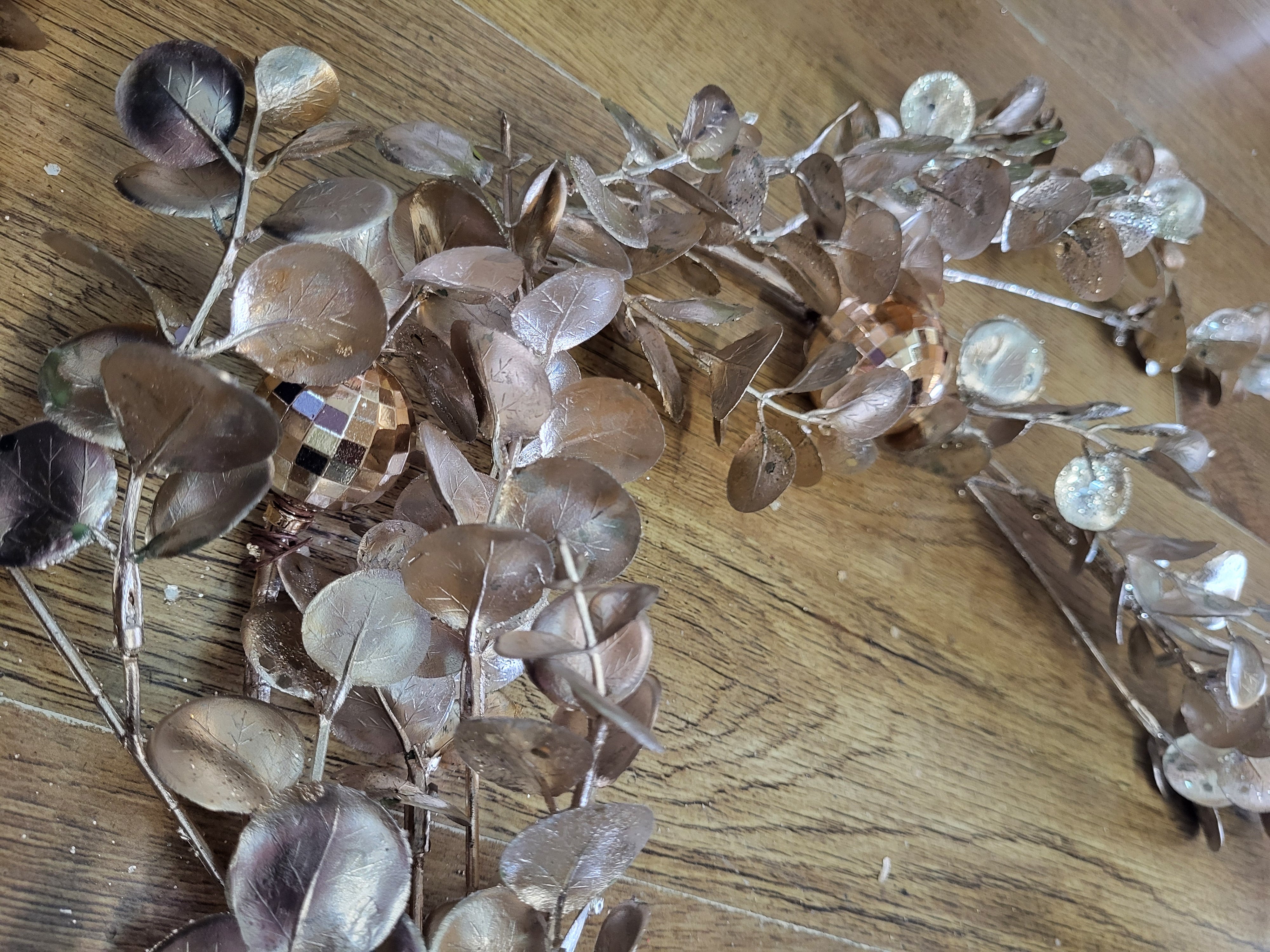 180cm Rose gold foliage and glitter ball/disco ball garland image 5