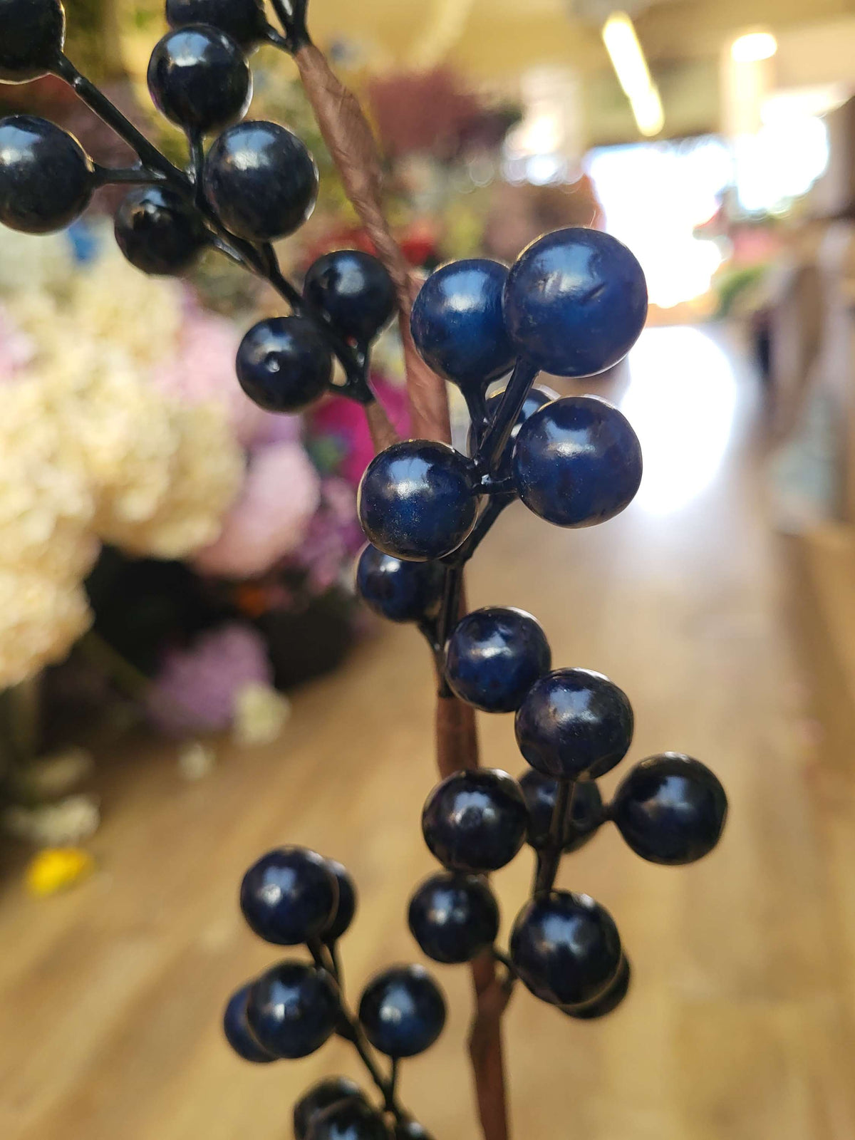 Bundle of 3 black/blue toned berry stems image 1