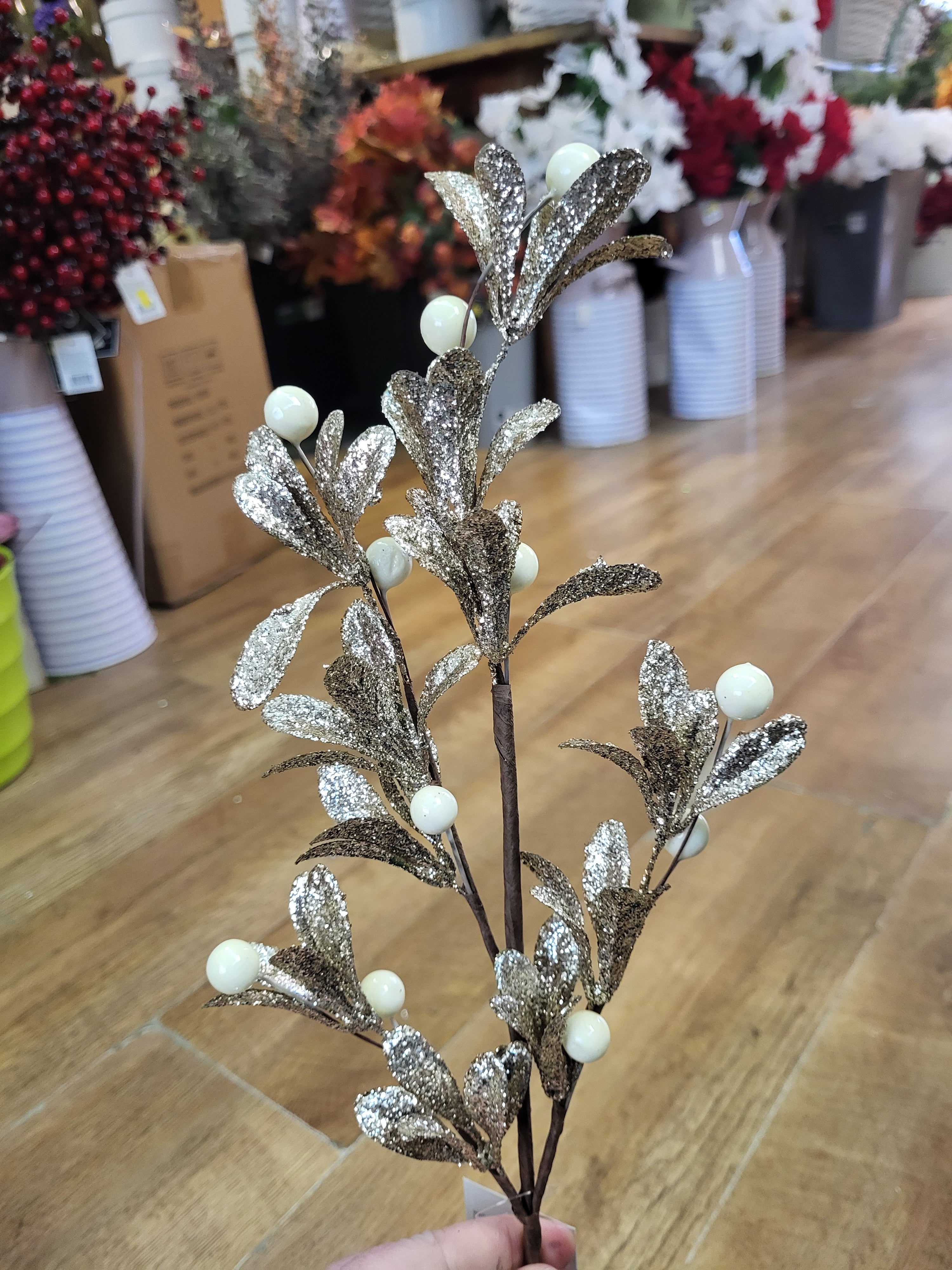 Champagne gold and pearl mistletoe spray image 1