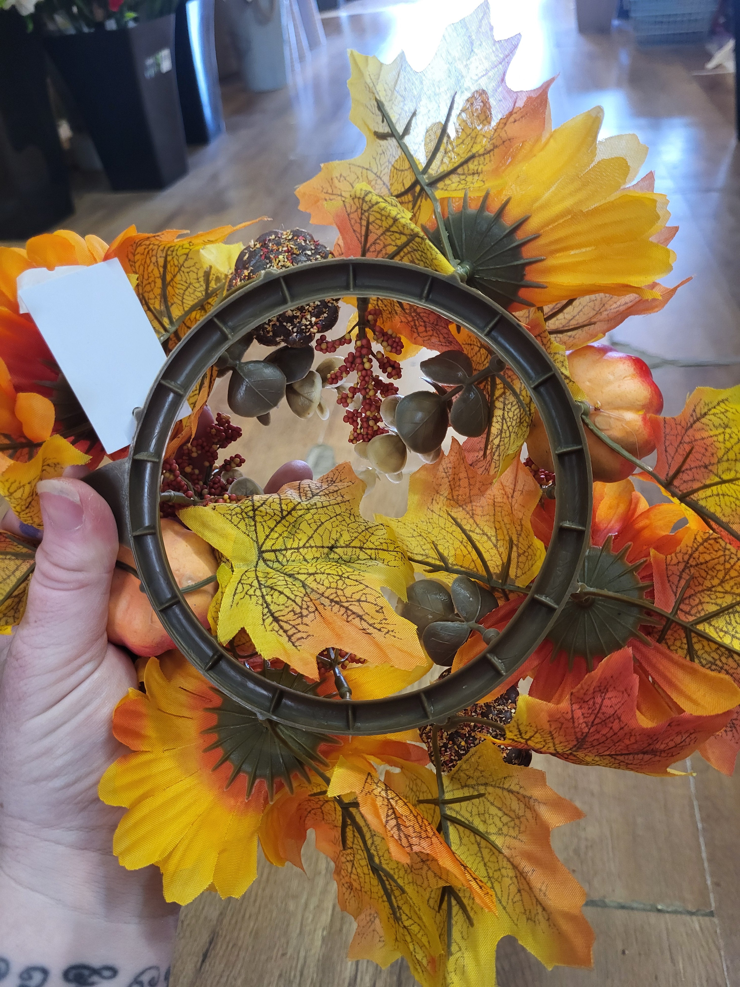 Autumn pumkin/flower/foliage mix candle ring - 2 colours/styles available image 5