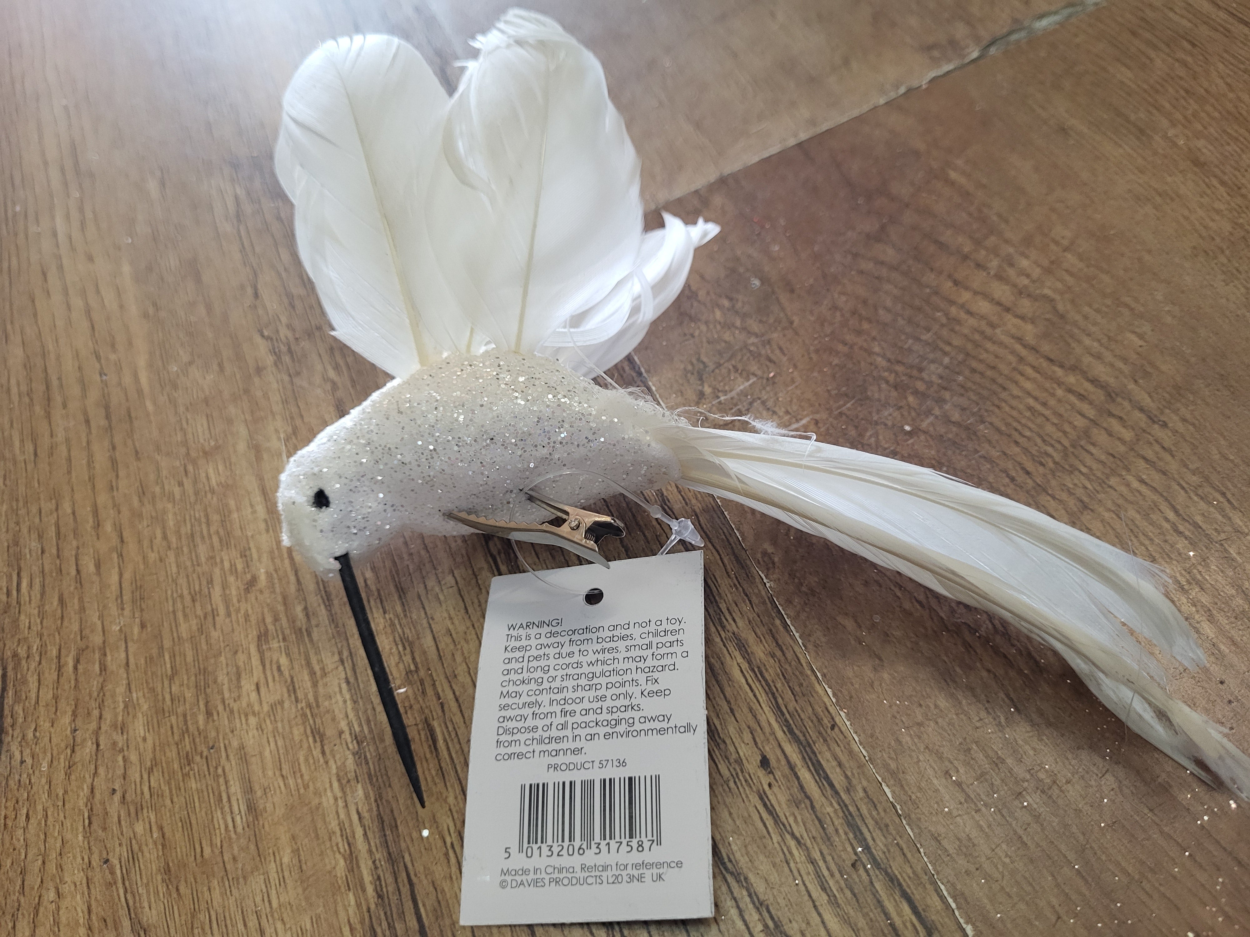 Clip on white humming bird image 1