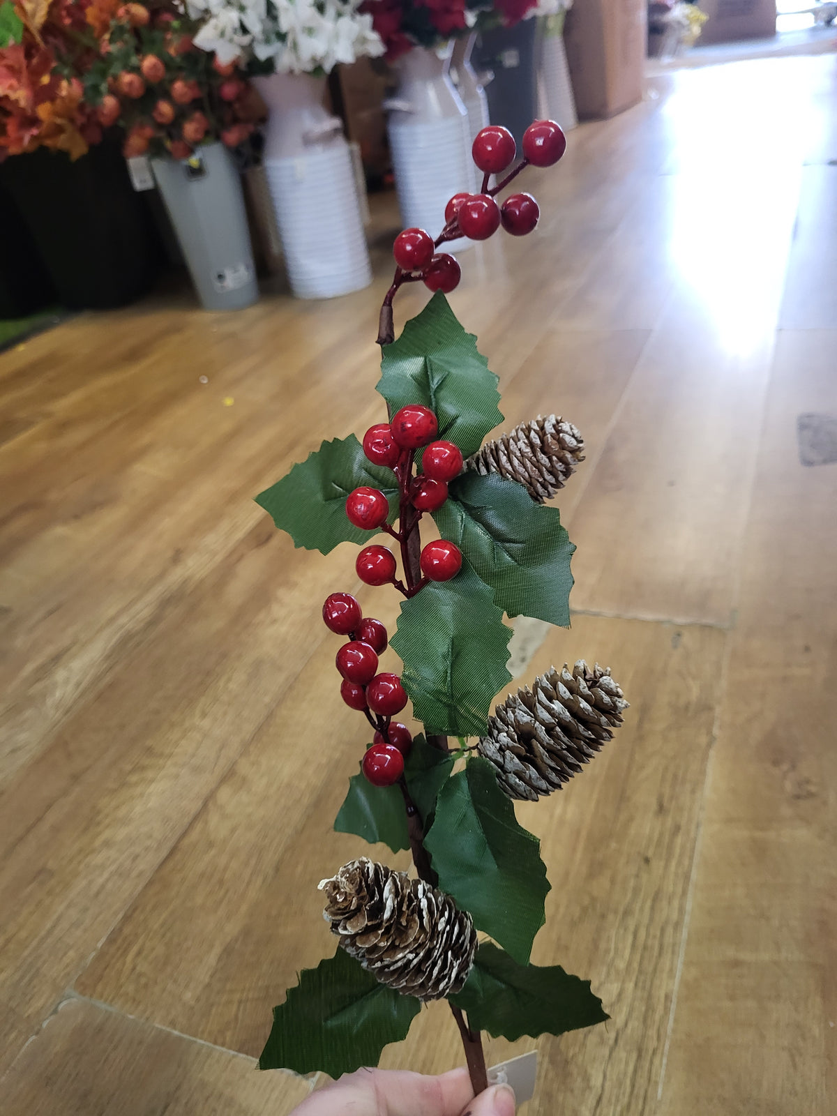 Long stem cones and berries spray image 1