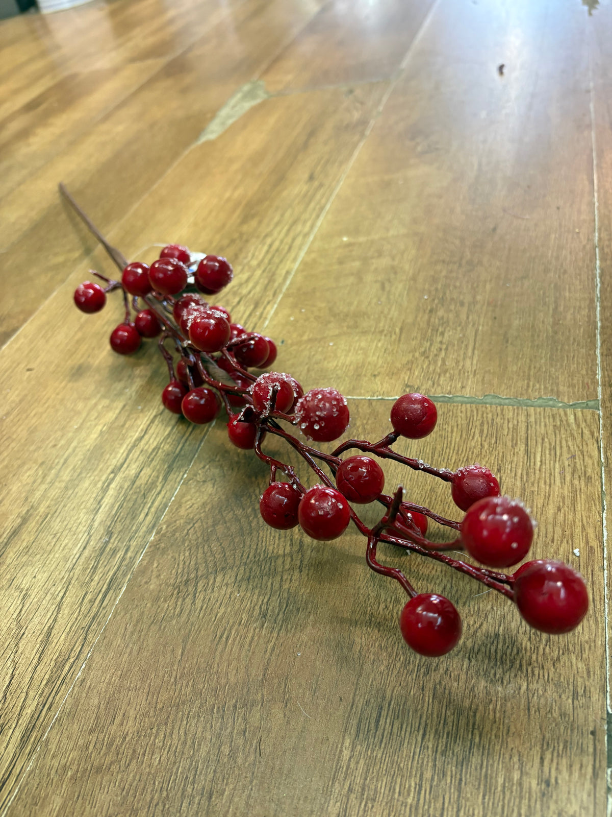 Long stem frosted red berry spray