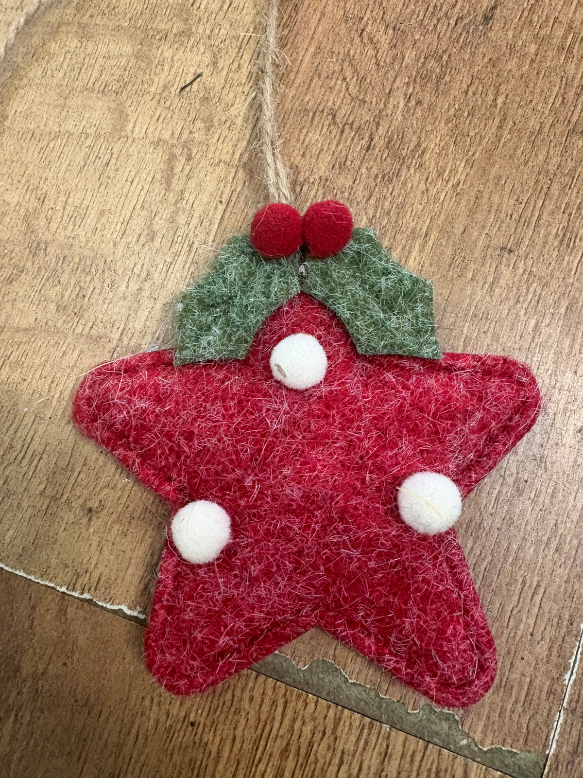 Festive reindeer and star felt garland